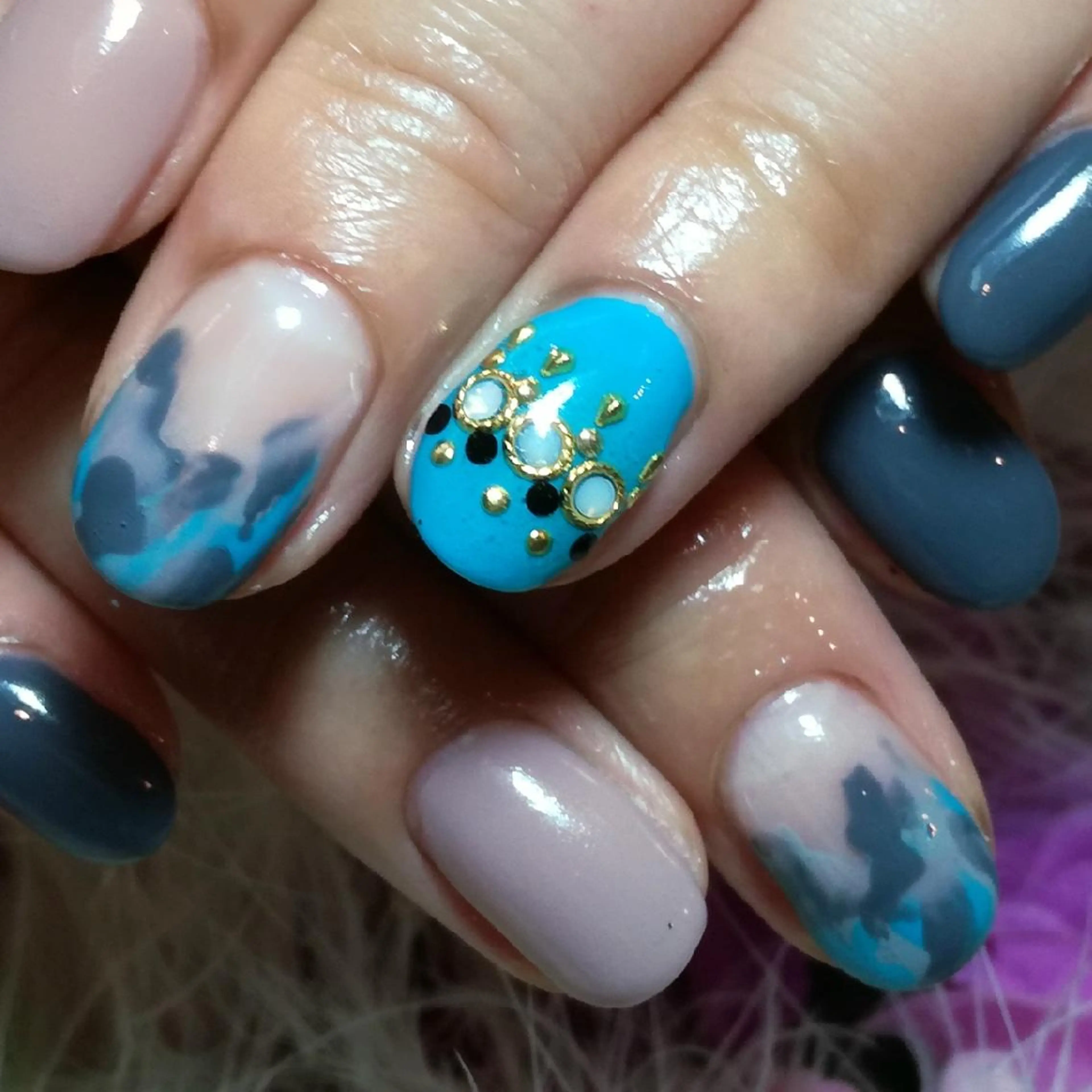 ネイル ストーンネイル sweet pico所属・sweet pico 住吉のネイルデザイン