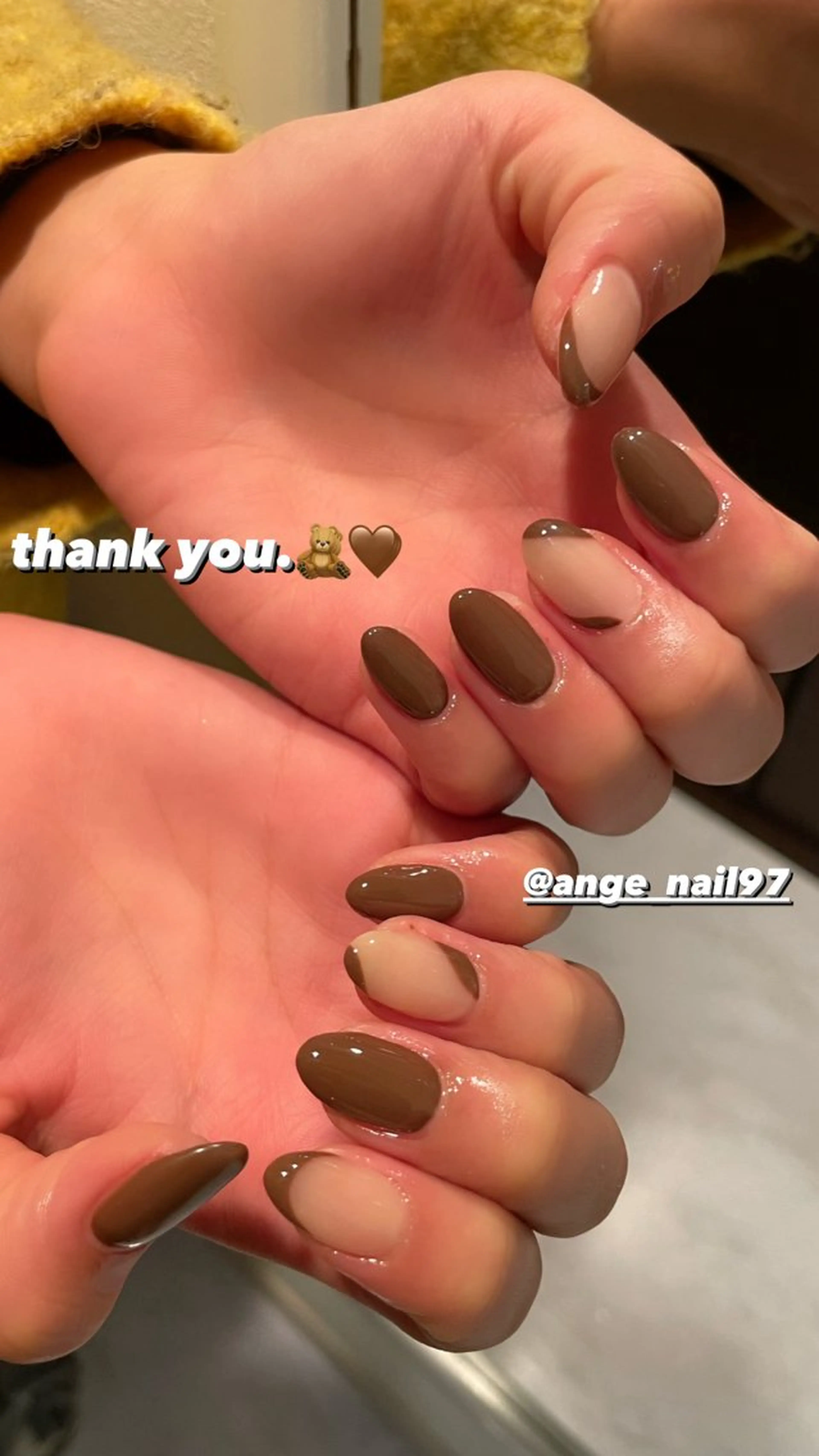 ネイル ブラウン ジェルネイル 持ち込み 冬ネイル ハンドネイル Nail salon 🎀Angeのネイルデザイン