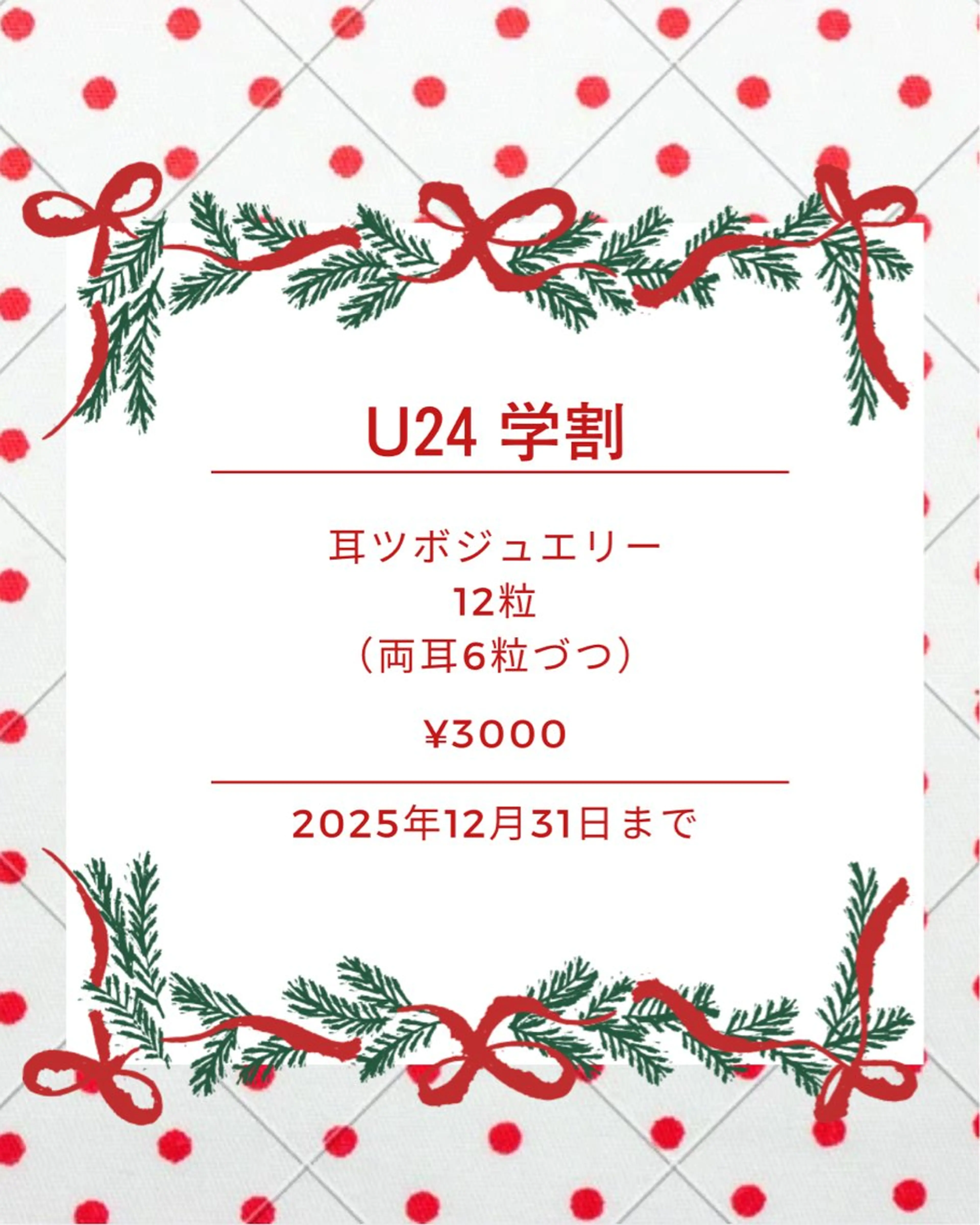 ❤️U24学割💚耳ツボジュエリー12粒¥3000の写真