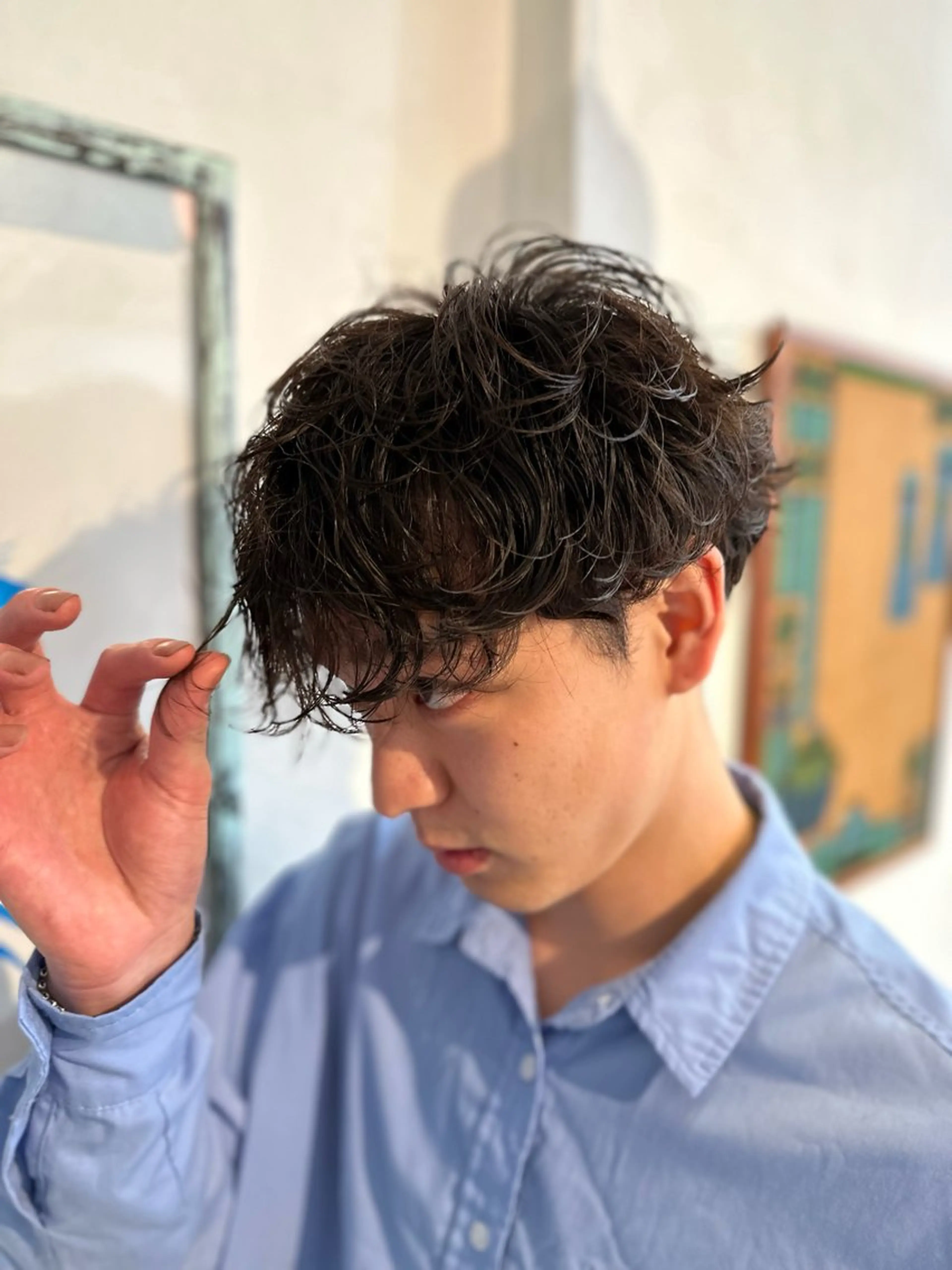 ミディアム パーマ メンズ ミディアムパーマ メンズパーマ カット パーマ KAKERU/ボブ/ ショート/パーマ🌱のヘアスタイル