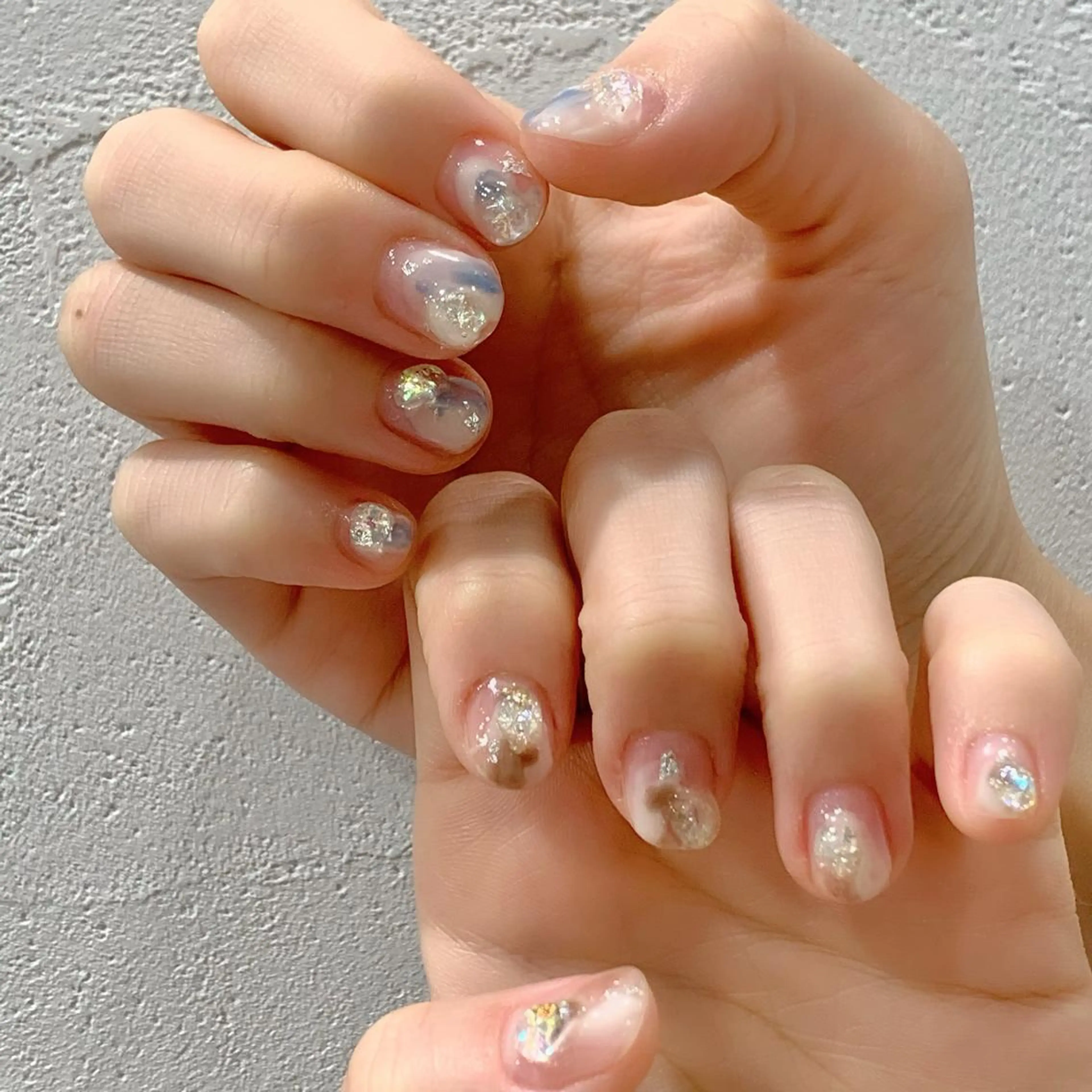 ネイル キラキラネイル ニュアンスネイル ぷっくりネイル ショートネイル ハンドネイル 佐藤 まりえのネイルデザイン
