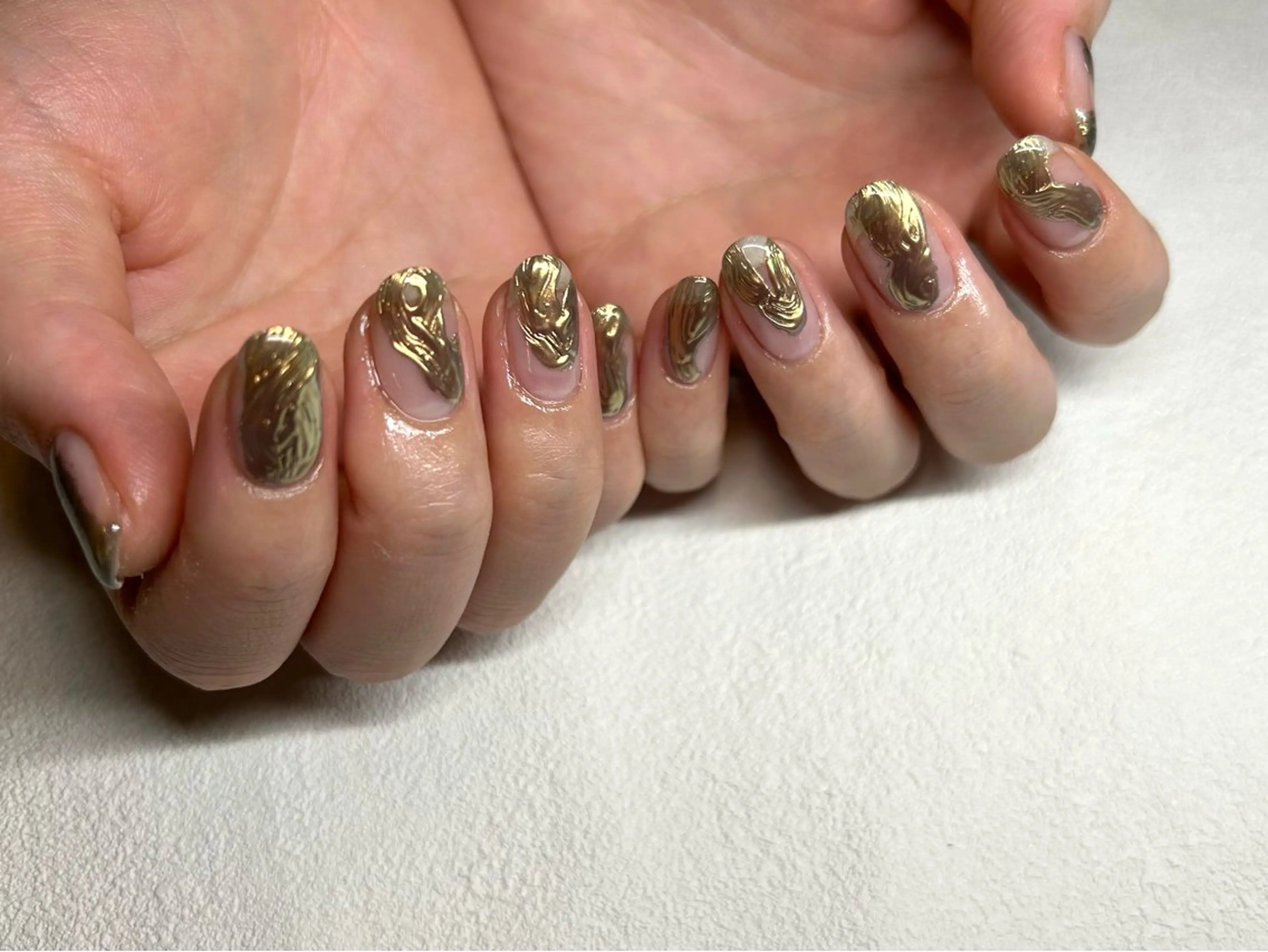 ネイル ミラーネイル ニュアンスネイル シンプルネイル ハンドネイル MARU　NAIL yukaのネイルデザイン