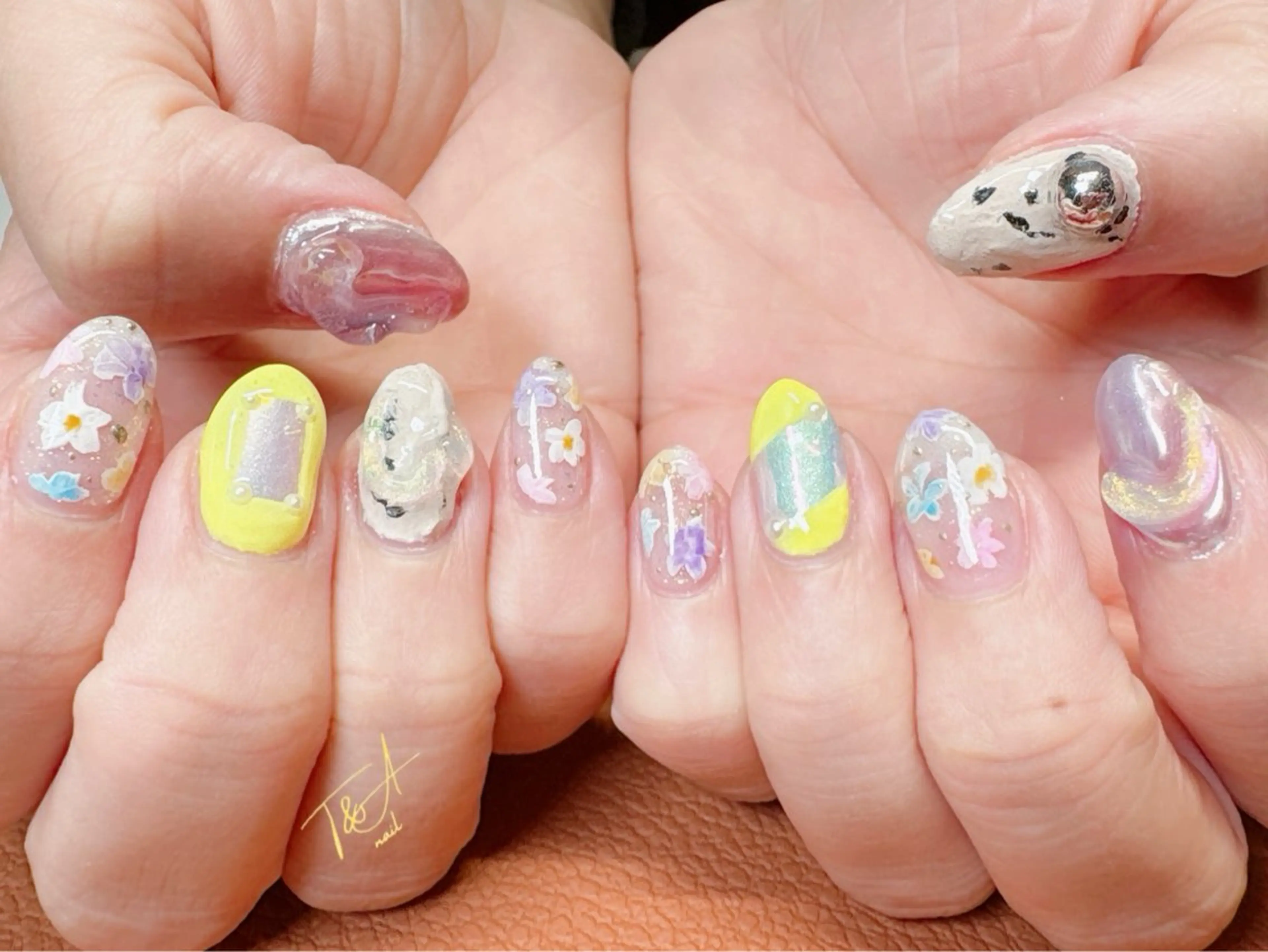 ネイル フラワーネイル ジェルネイル ニュアンスネイル スカルプネイル 春ネイル ハンドネイル T&A nailのネイルデザイン
