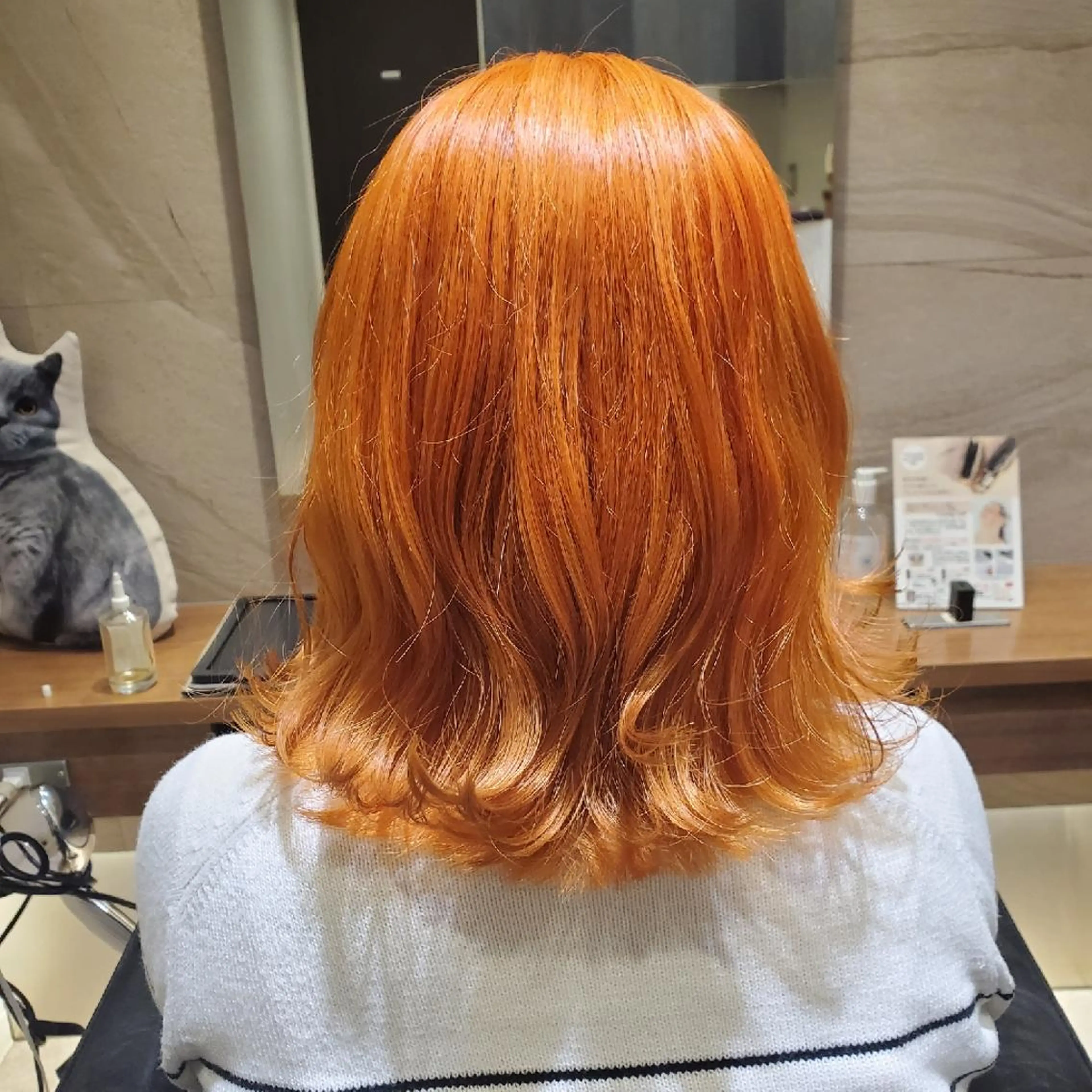 ミディアム カラー オレンジ 💎カラー特化💎 長嶺文江💎のヘアスタイル
