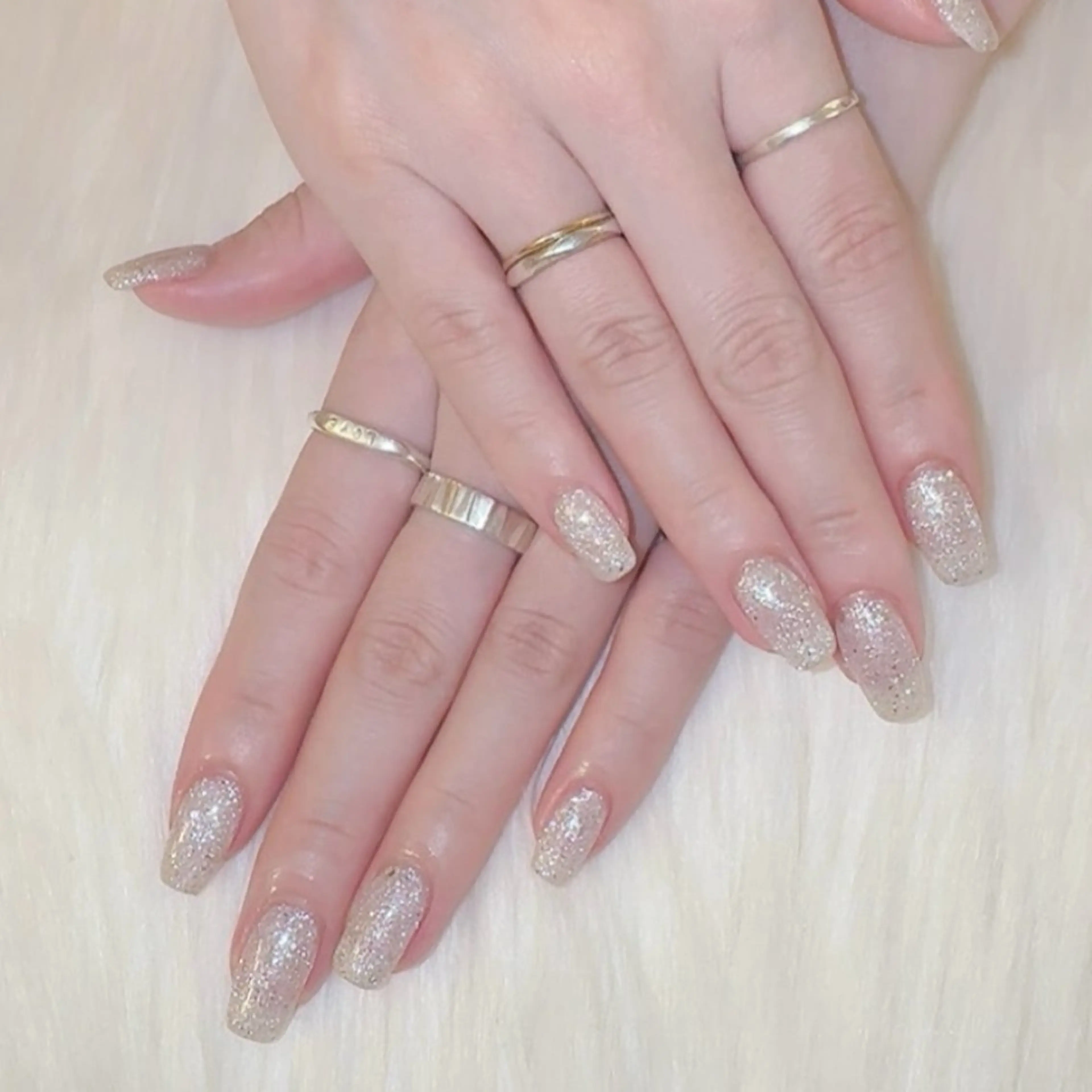 ネイル ゴールド ラメ(グリッター) シルバー ハンドネイル 中野駅徒歩5分💅 ラクロレのネイルデザイン