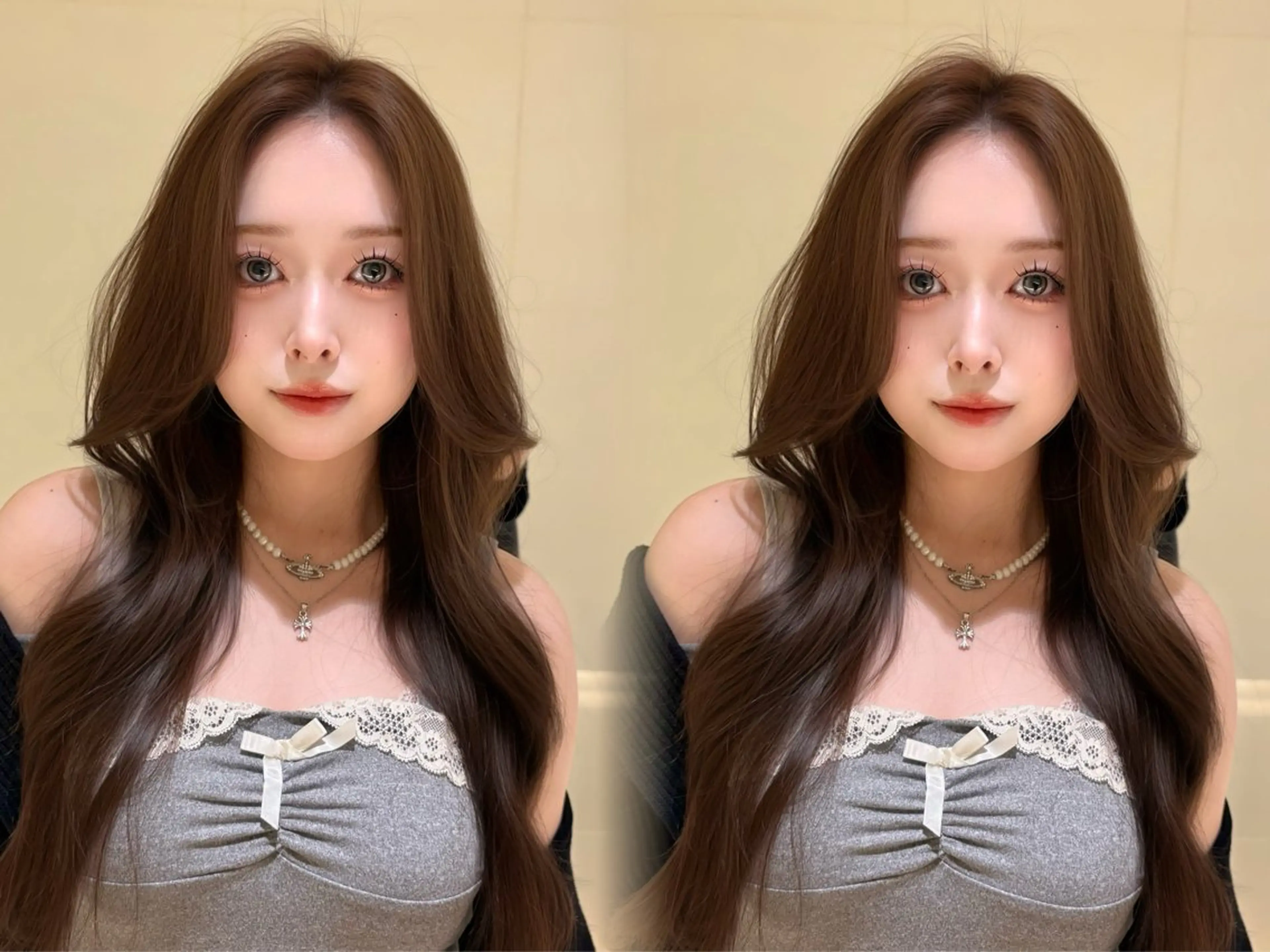 セミロング カット ヘアカラー トリートメント 韓国🇰🇷レイヤー 透明感/秀瑛🩶のヘアスタイル