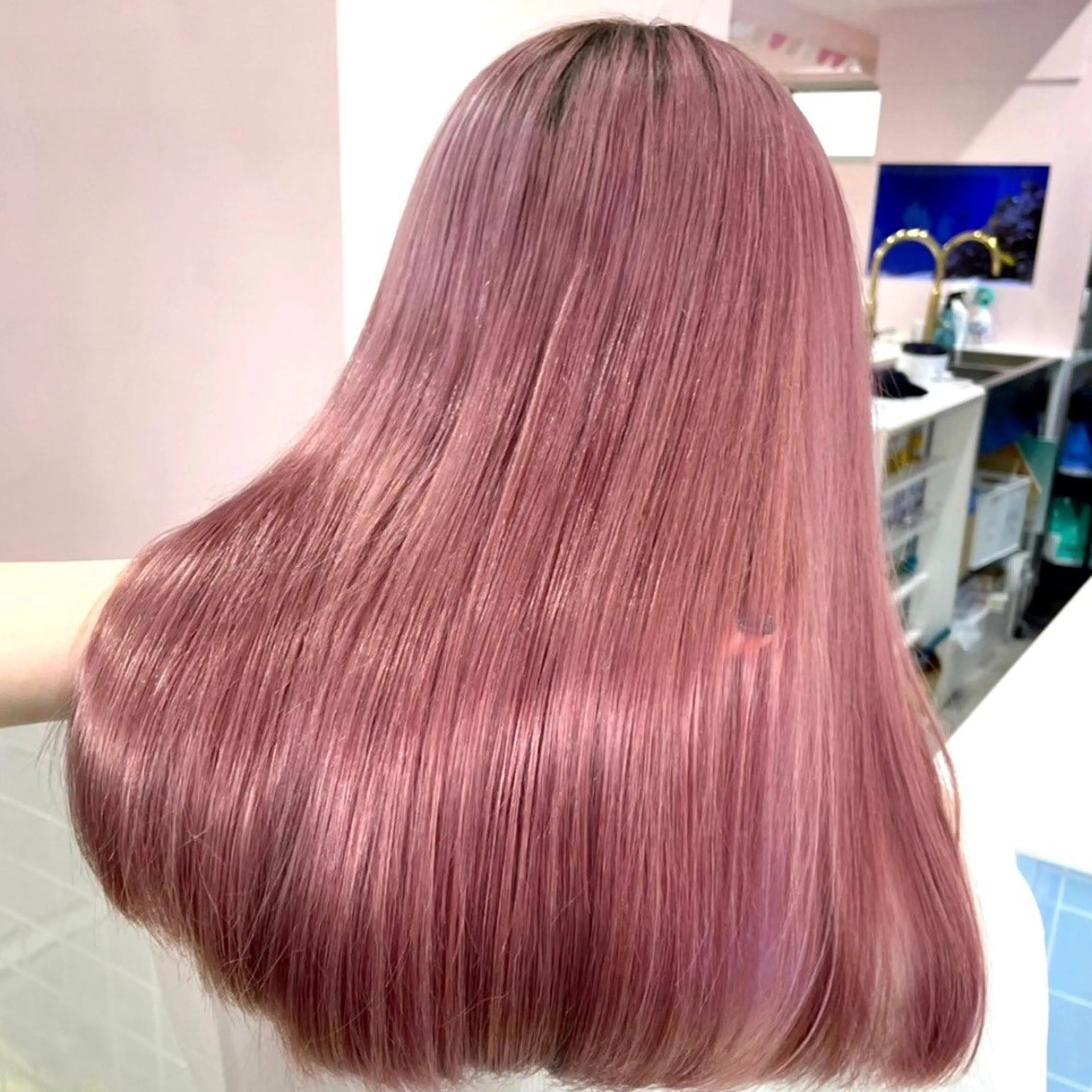 ロング カラー ピンクカラー カット ヘアカラー 🎀‪ピンクベージュ 🎀レイヤーmikuのヘアスタイル