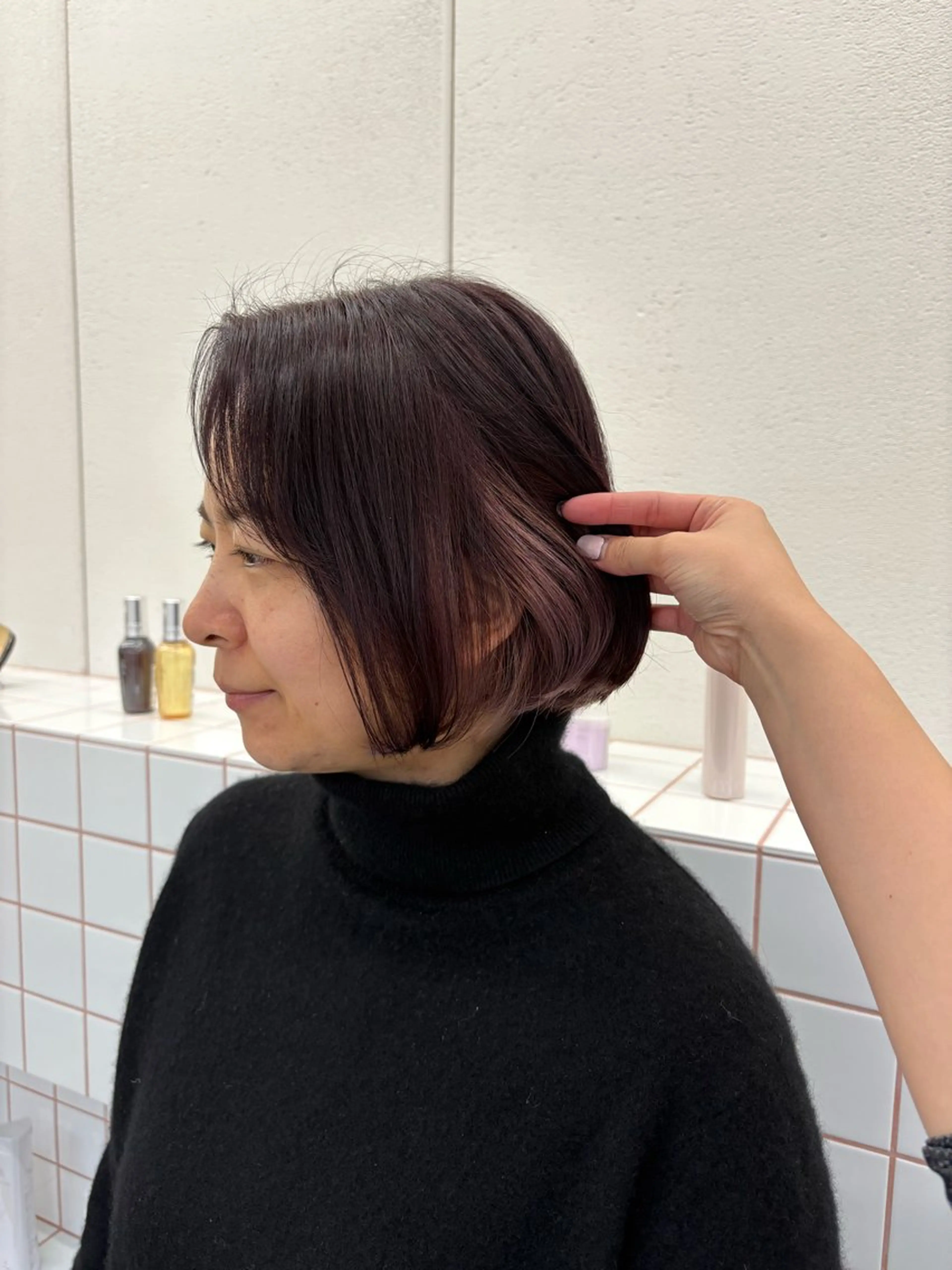 ミディアム カラー イヤリングカラー NIKO/名古屋/ 伏見/花屋併設のヘアスタイル