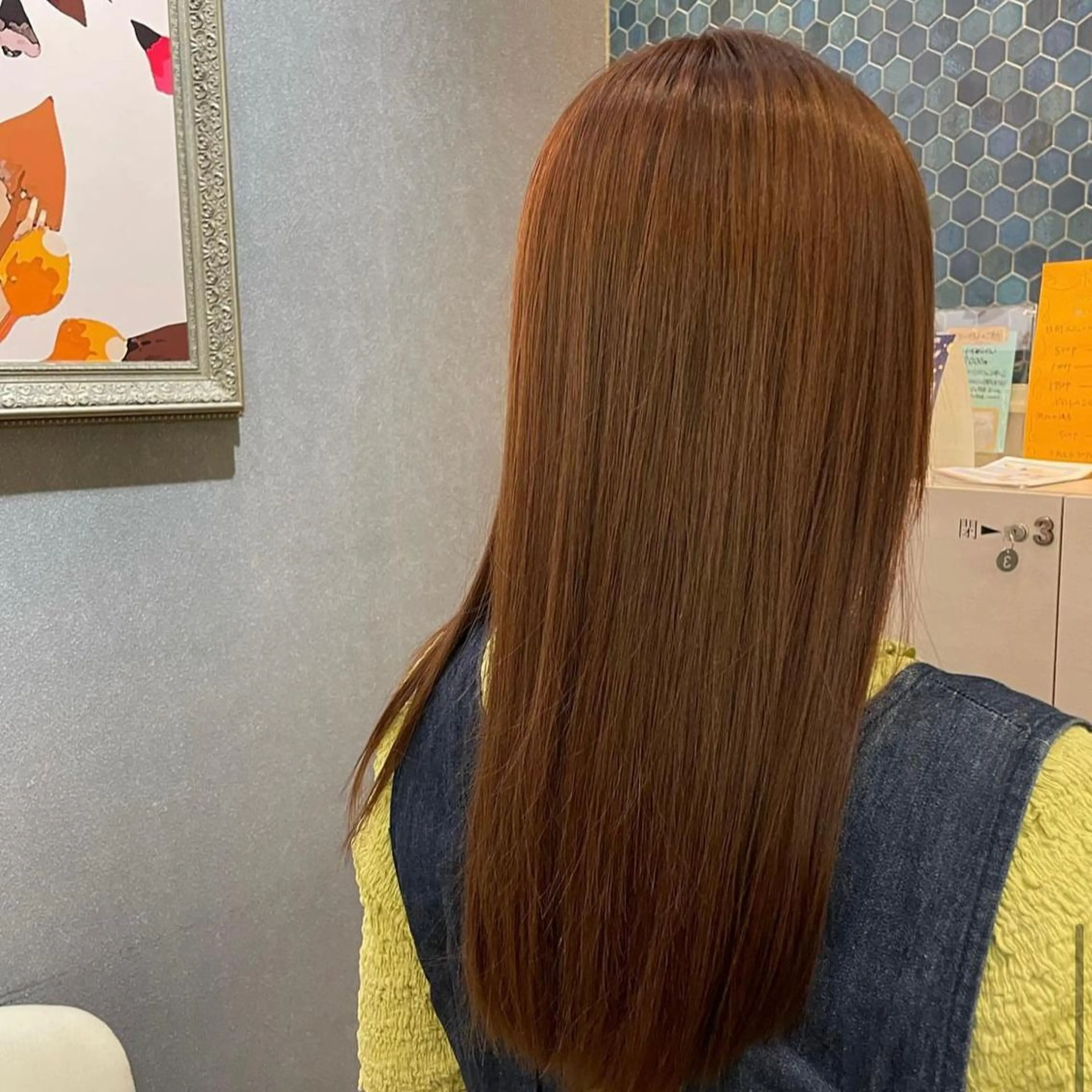 ロング カラー ブリーチ ブラウンカラー ブリーチなしカラー オレンジ オレンジブラウン カシータフロルららぽーと愛知東郷所属・服部 未夢のヘアスタイル