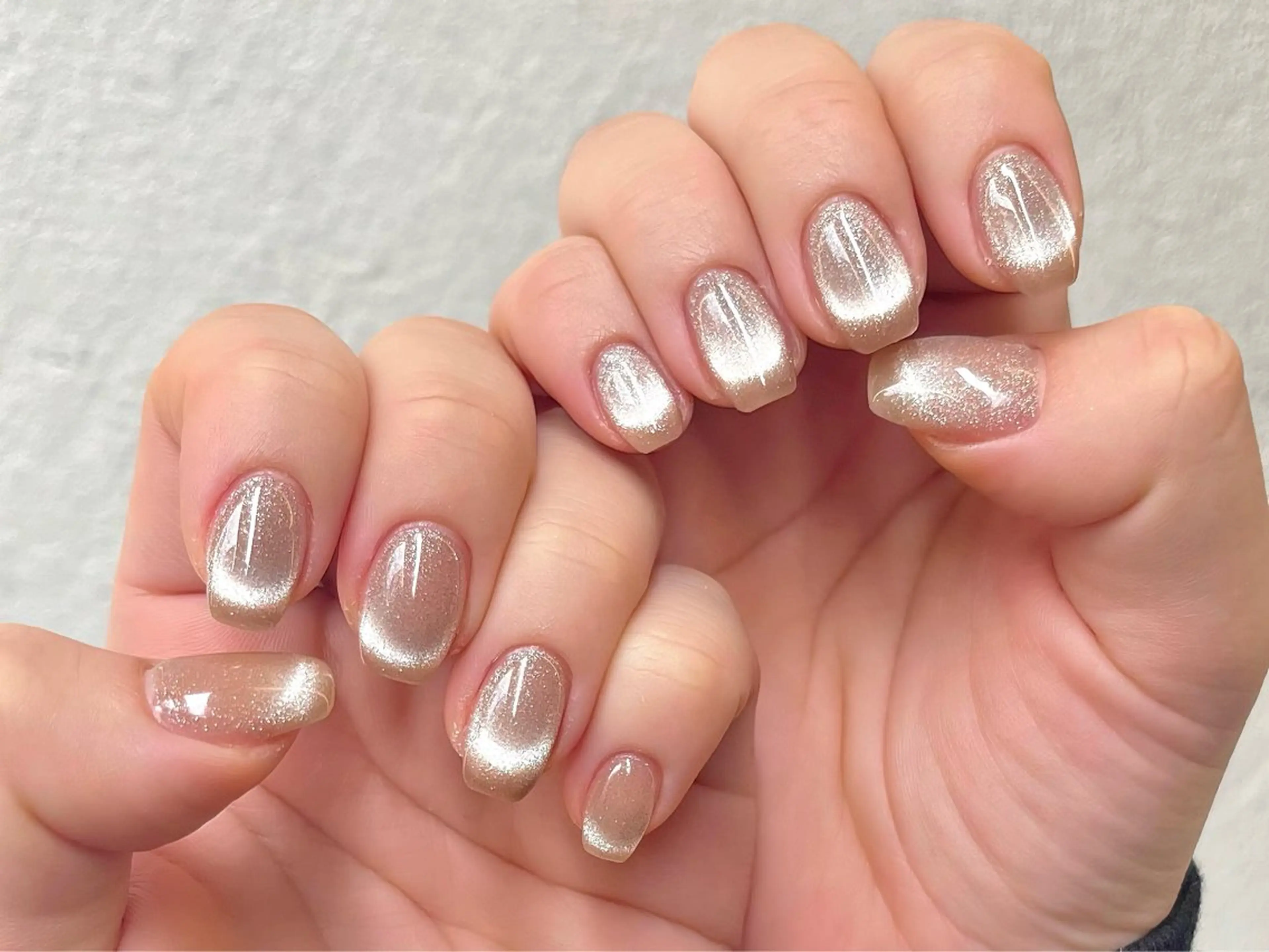ネイル ブラウン チークネイル フレンチネイル ラメ(グリッター) ミラーネイル ハンドネイル ハンドケア 🫧OPELIA NAIL渋谷🫧のネイルデザイン