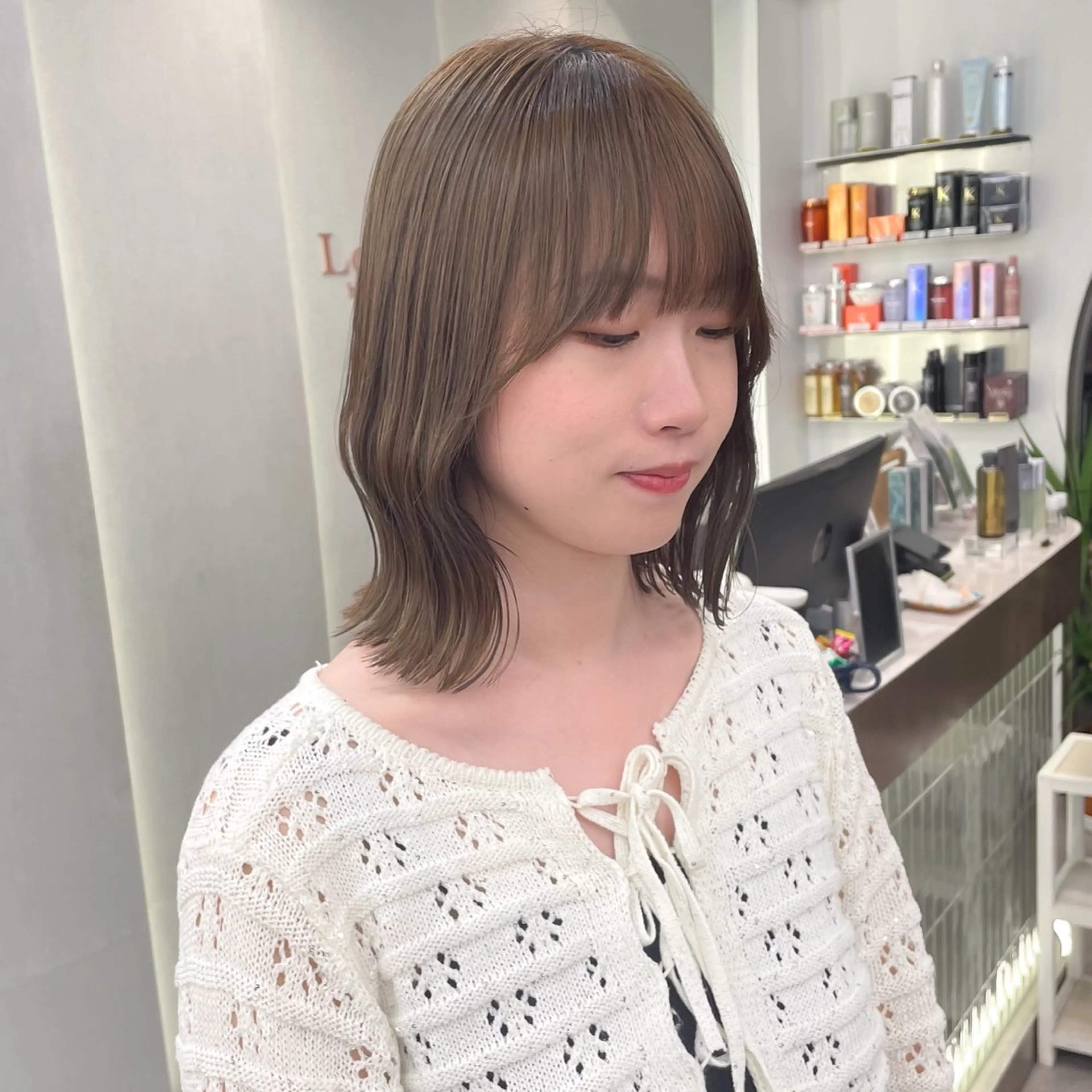 ミディアム カラー カット ヘアカラー トリートメント ボブ/結べるボブ ストンボブ/ヒデジのヘアスタイル