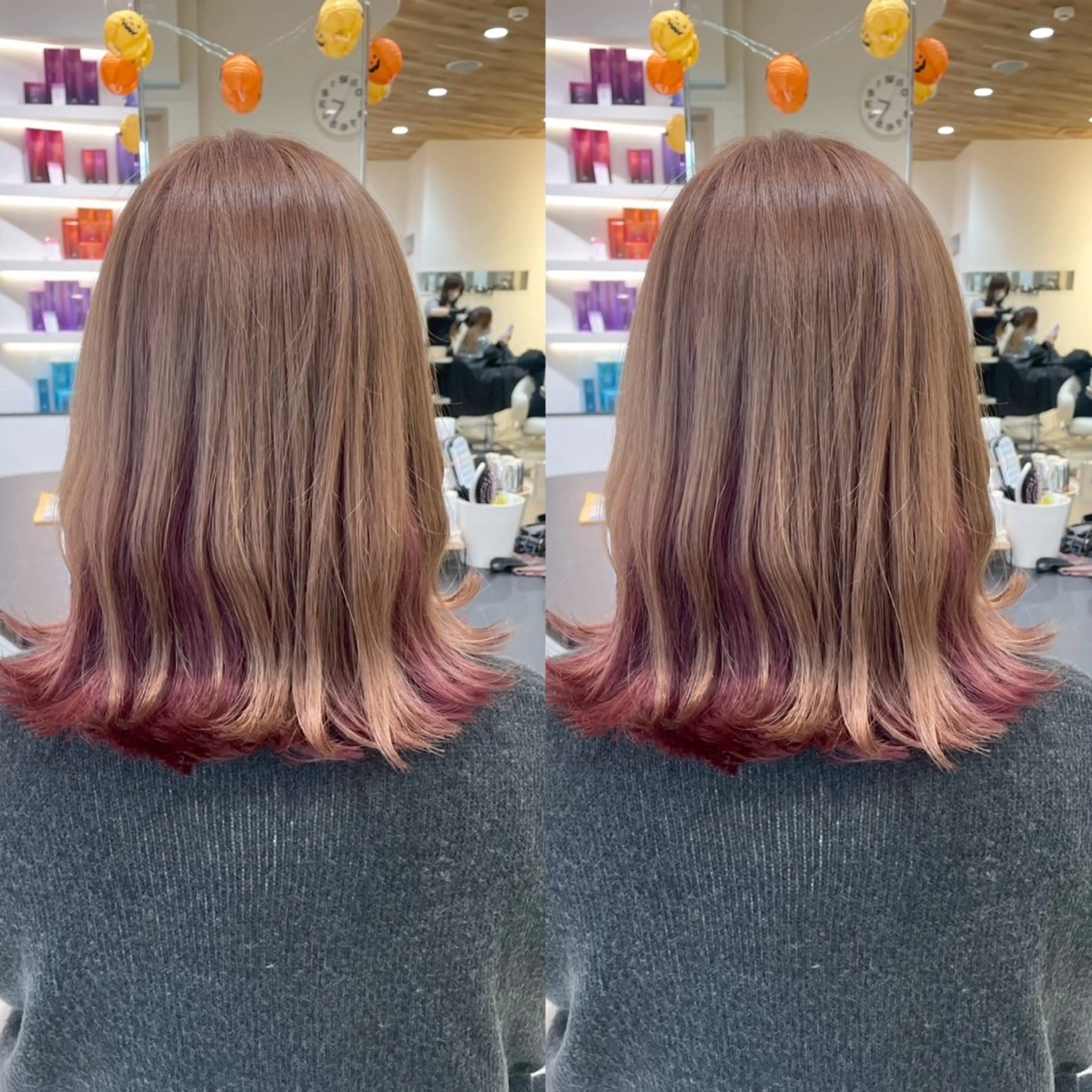 ミディアム カラー ヘアカラー 🎀ピンクカラー/ 推しカラー/のの🎀のヘアスタイル