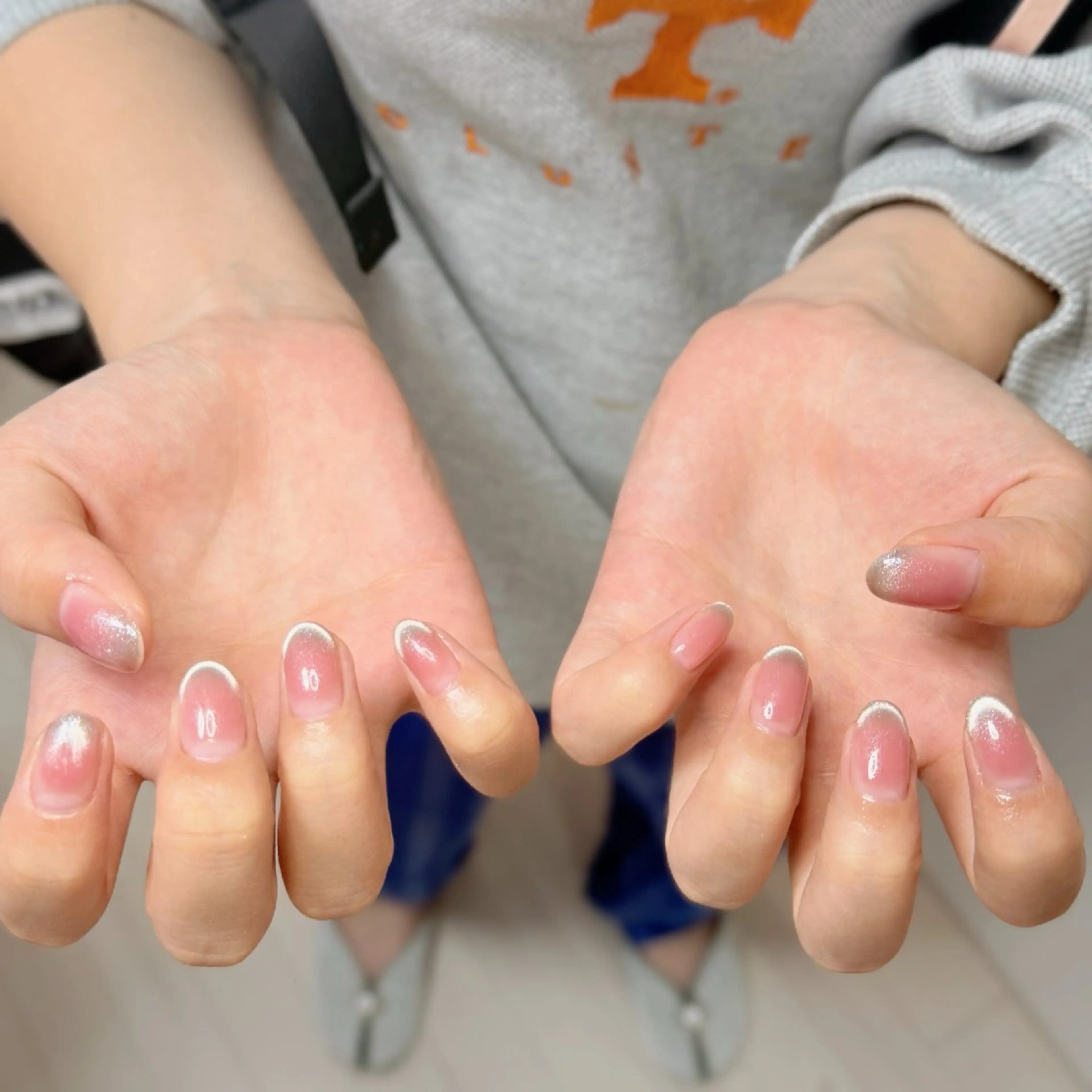 ネイル アートネイル オーロラネイル チークネイル フレンチネイル ガラスフレンチ ハンドネイル 🎀🎀YooLi Nail Salonのネイルデザイン