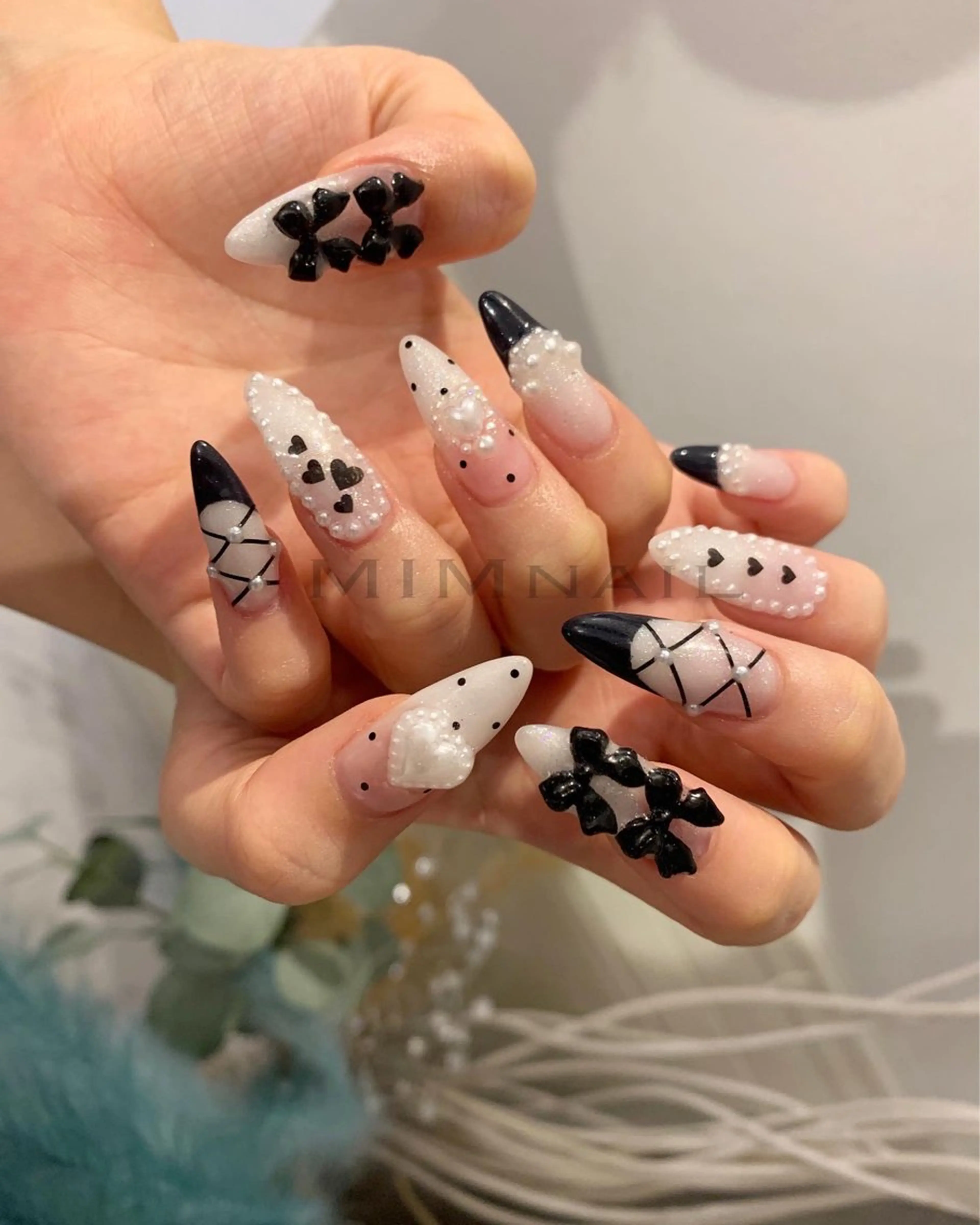 ネイル アートネイル フレンチネイル 韓国ネイル ロングネイル マグネットネイル *･*MIMnail *･゜ﾟ･*:･*のネイルデザイン