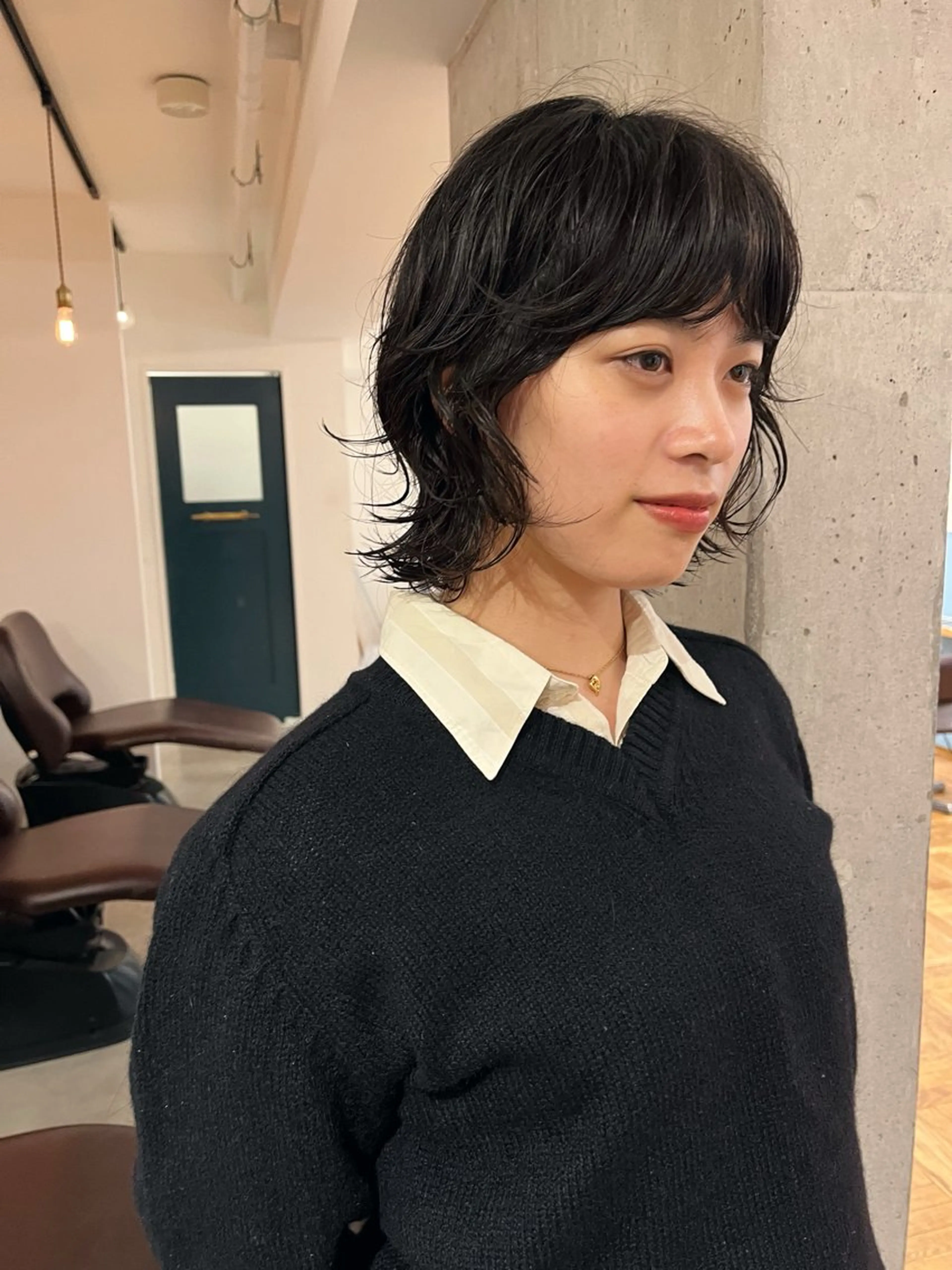 ミディアム パーマ 暖色カラー 🌼クニトウメイのヘアスタイル