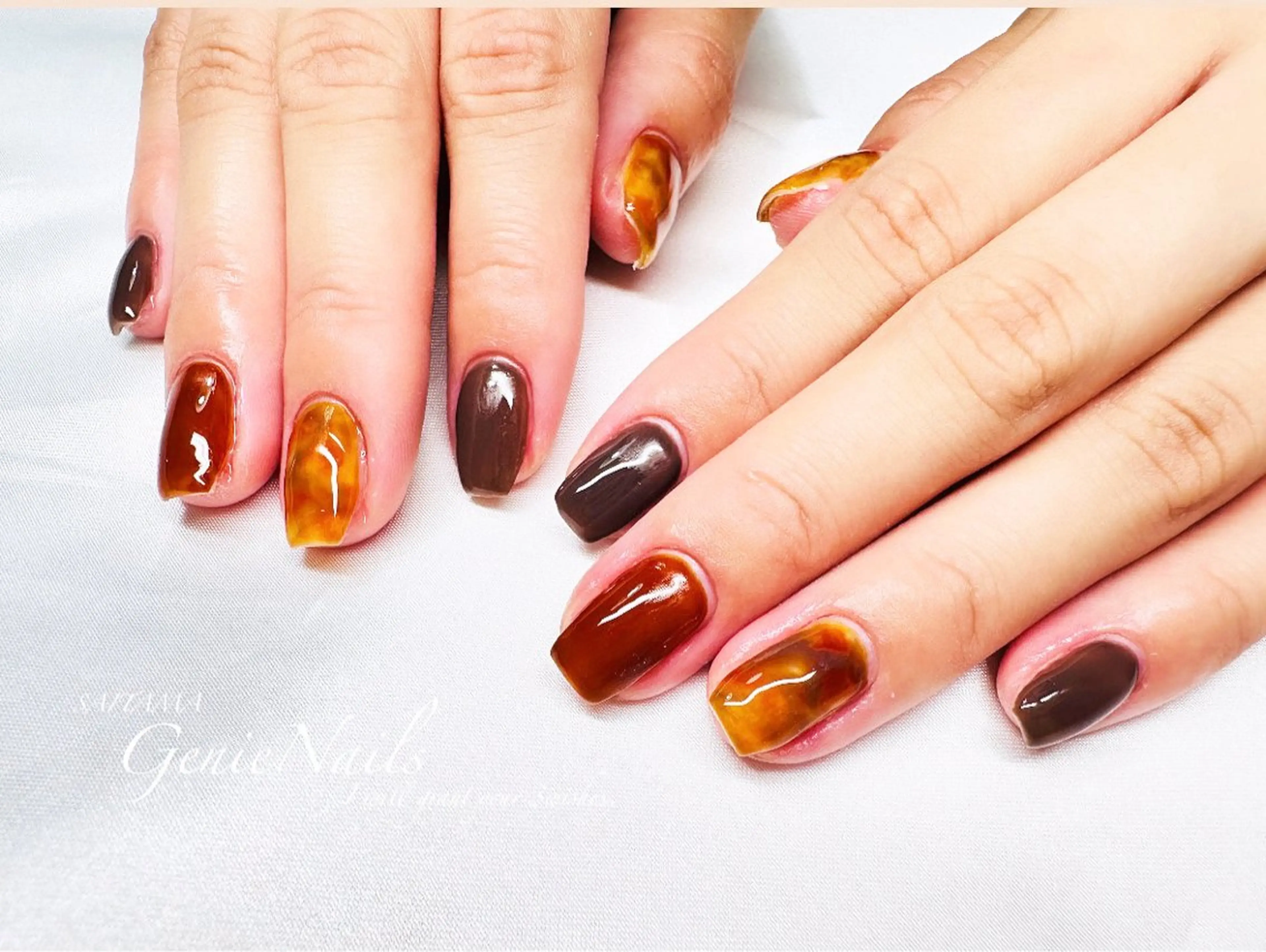 メンズ ネイル アートネイル 長さ出し 氷ネイル・うるうるネイル ロングネイル 持ち込み Genie Nailsのネイルデザイン