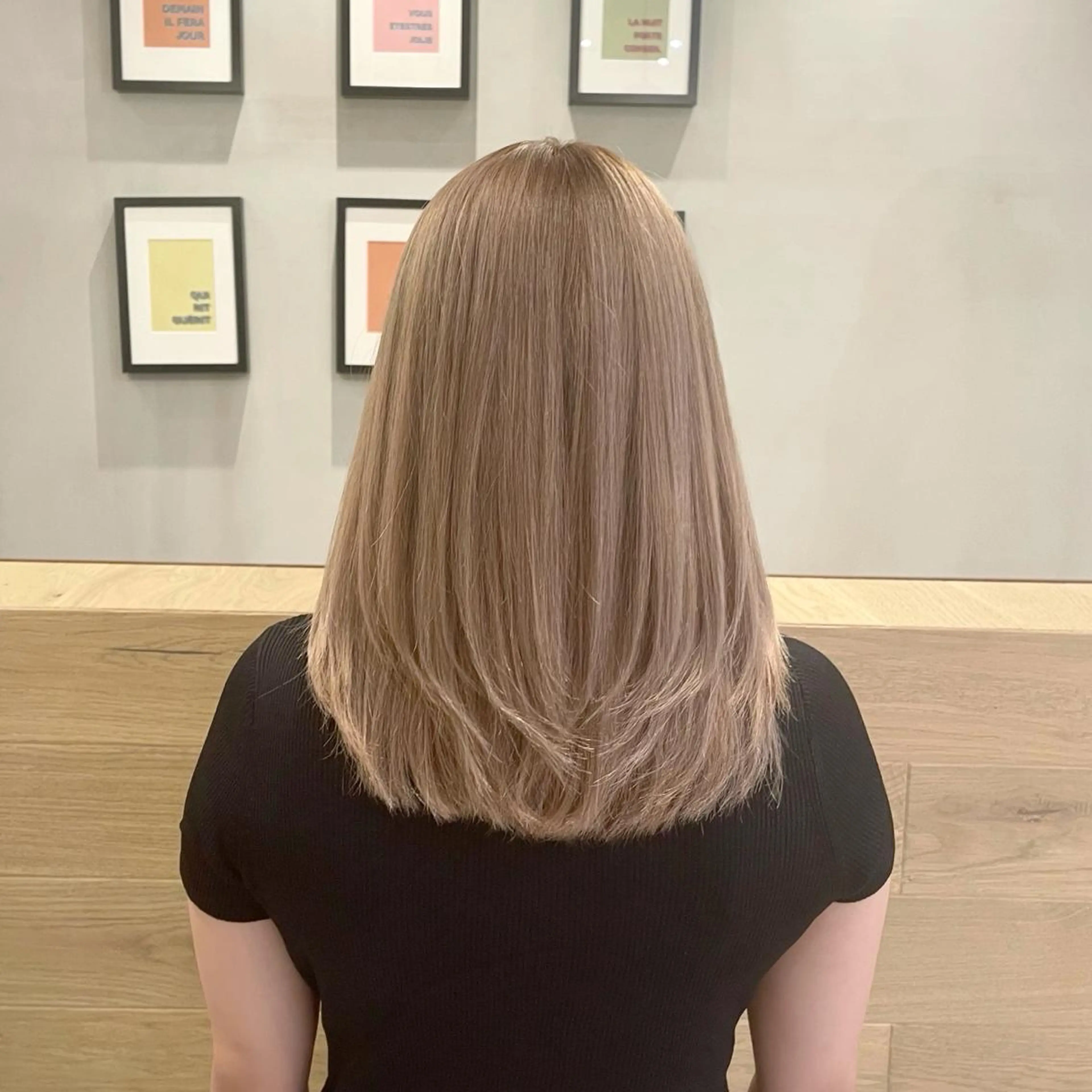 ミディアム カラー バレイヤージュ デザインカラー ハイライトカラー 外国人風カラー ハイライト カット ヘアカラー トリートメント アンドウ ユウ/ レイヤーカット/韓国のヘアスタイル