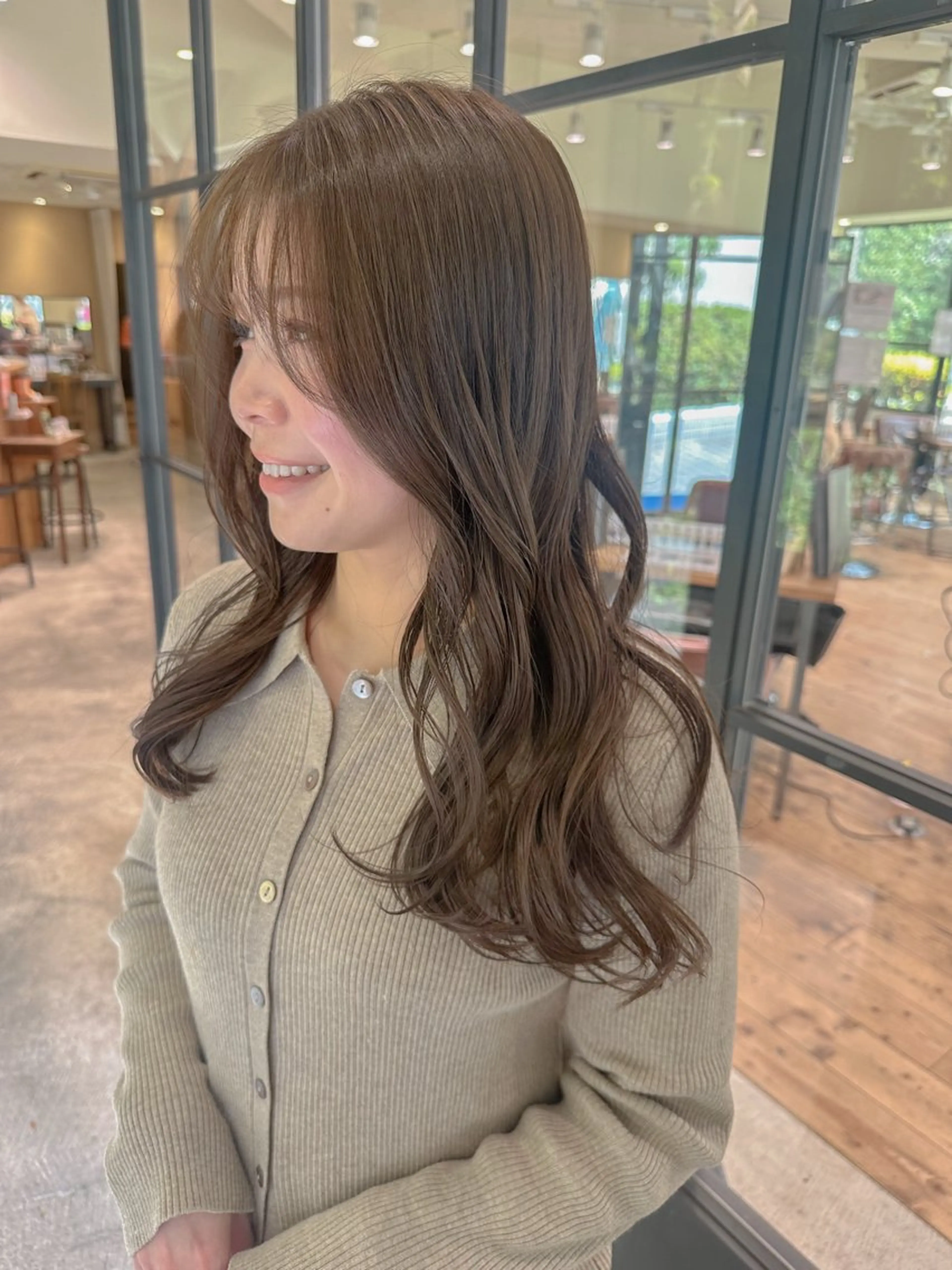 ロング アッシュ レイヤーカット カット ヘアカラー デザインカット/梅田 ケアブリーチ/平野恵のヘアスタイル
