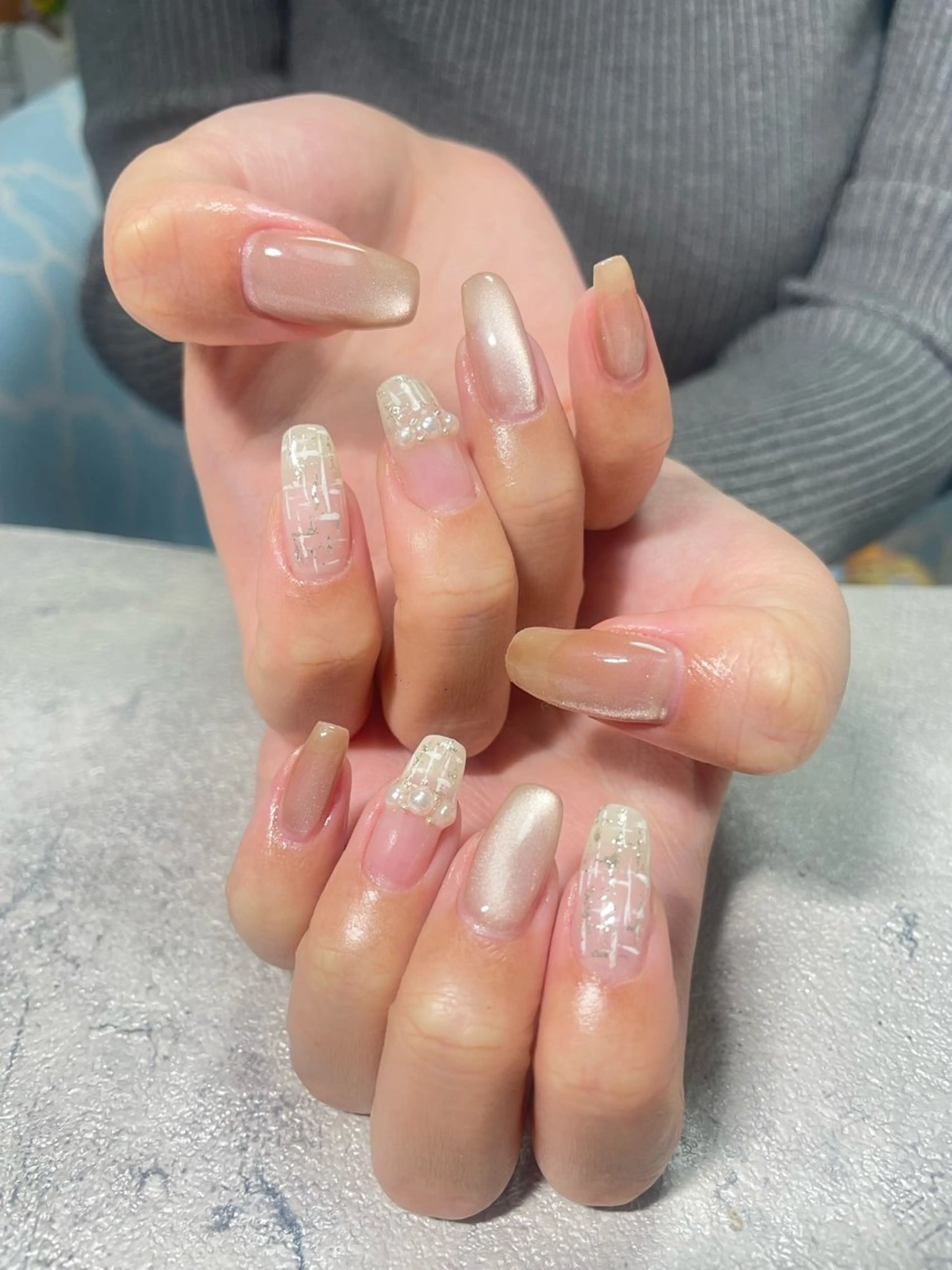 ネイル マグネットネイル ツイードネイル はるひな ねいるのネイルデザイン