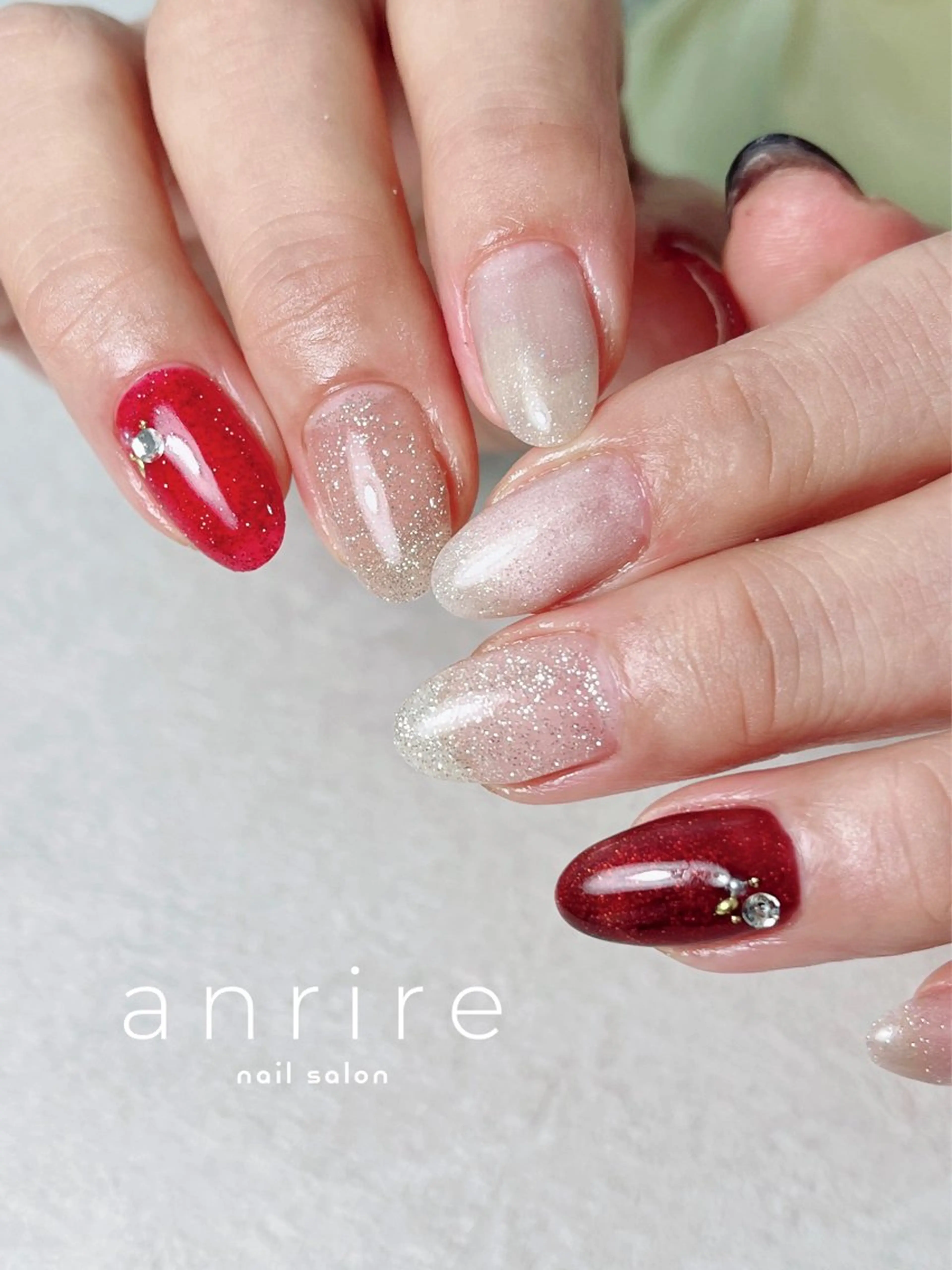 ネイル ボルドー フラッシュネイル ジェルネイル キラキラネイル ラメ(グリッター) ハンドネイル nail salon anrire〜アンリール〜所属・nailsalon anrireのネイルデザイン