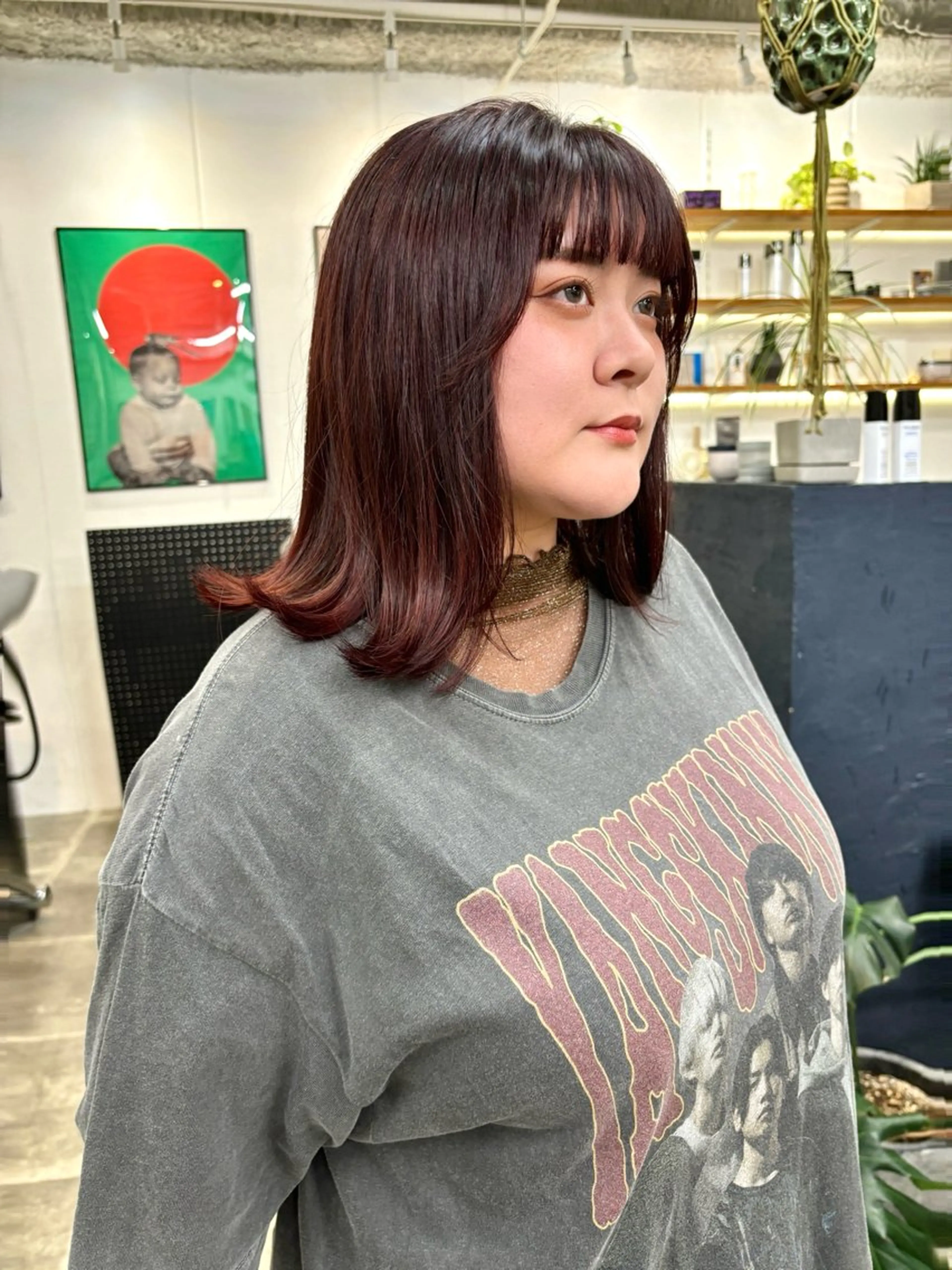 ミディアム カラー ブリーチ ブラウンカラー カシス 透明感カラー ラベンダーカラー ヘアカラー 暖色カラー/天神/ ヘイマサクラのヘアスタイル