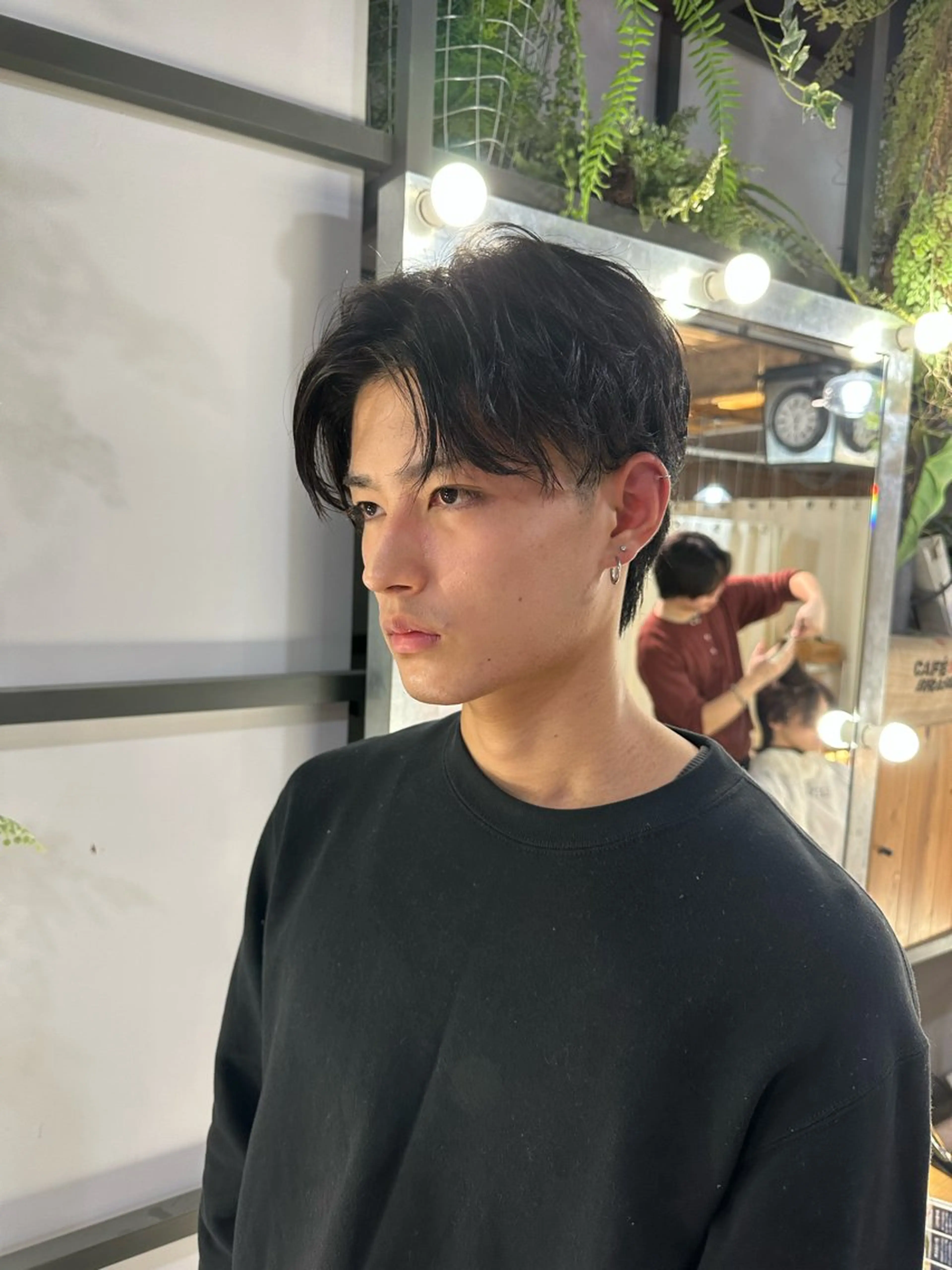 メンズ センターパート カット 溜 一太のヘアスタイル