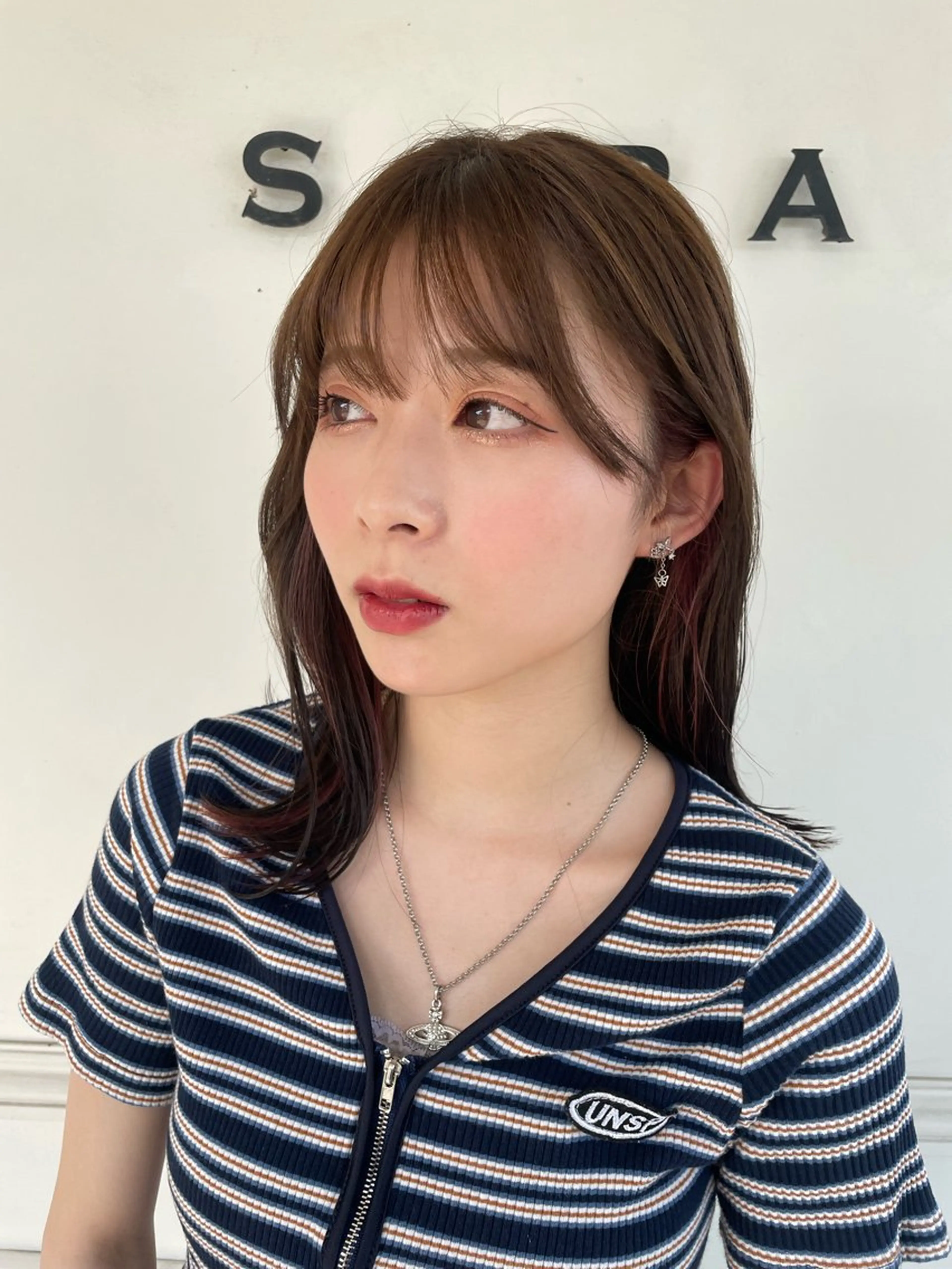 ミディアム カラー カット ヘアカラー 長岡 香澄のヘアスタイル