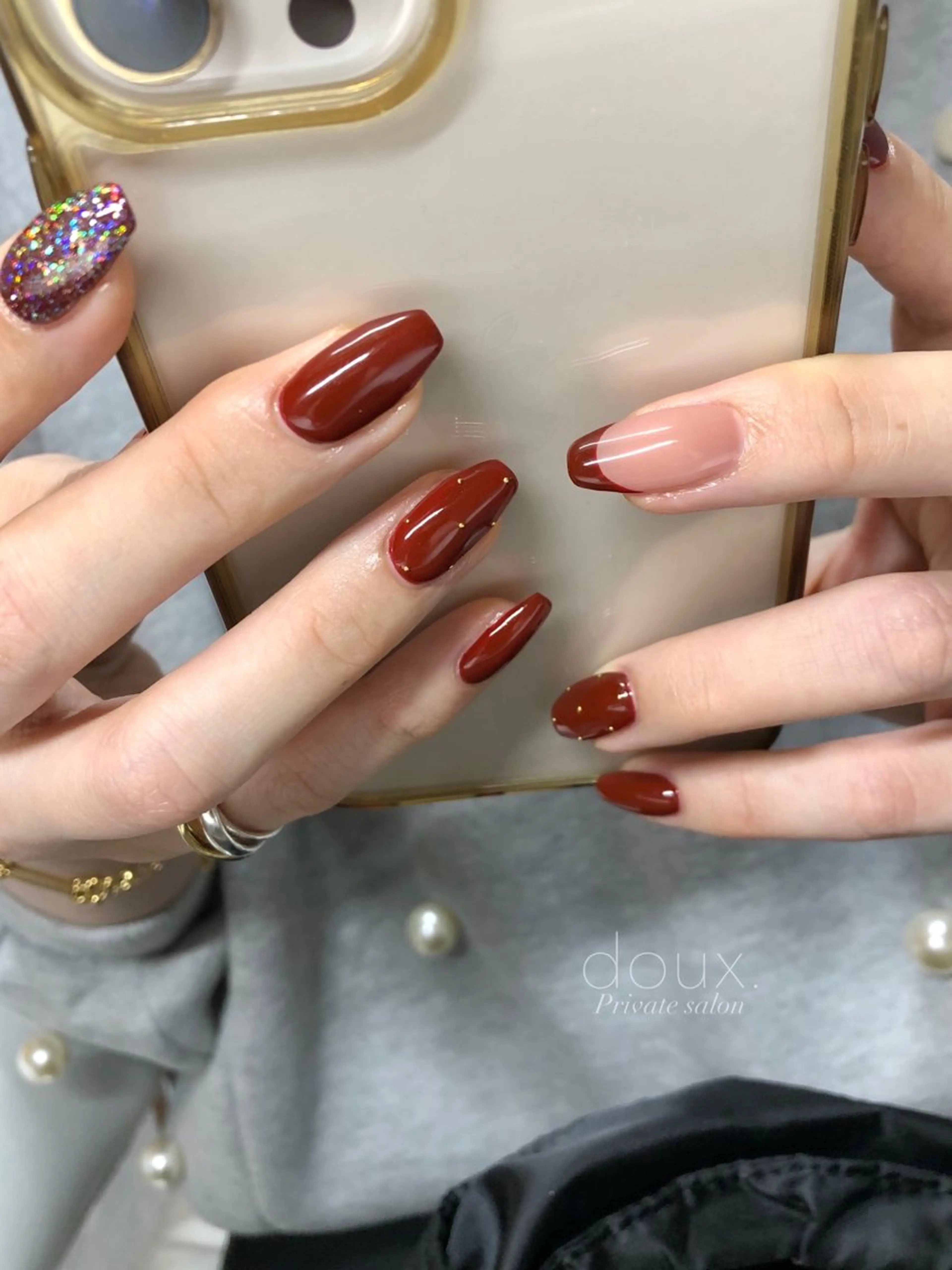 ネイル フラッシュネイル フレンチネイル 韓国ネイル マグネットネイル ミラーネイル ハンドネイル doux. nailのネイルデザイン