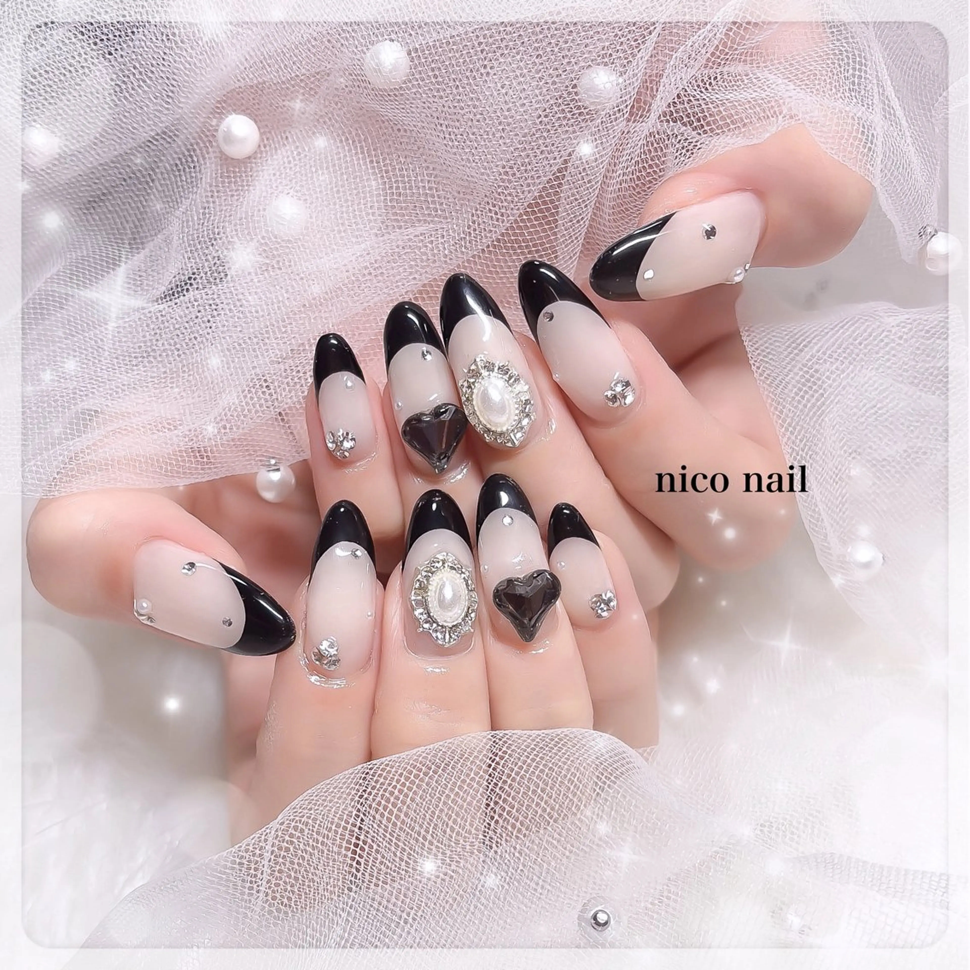 ネイル フレンチネイル ガーリー キラキラネイル 春ネイル ワンホンネイル nico nail所属・三鷹🎀韓国ネイル/ niconail🪄のネイルデザイン
