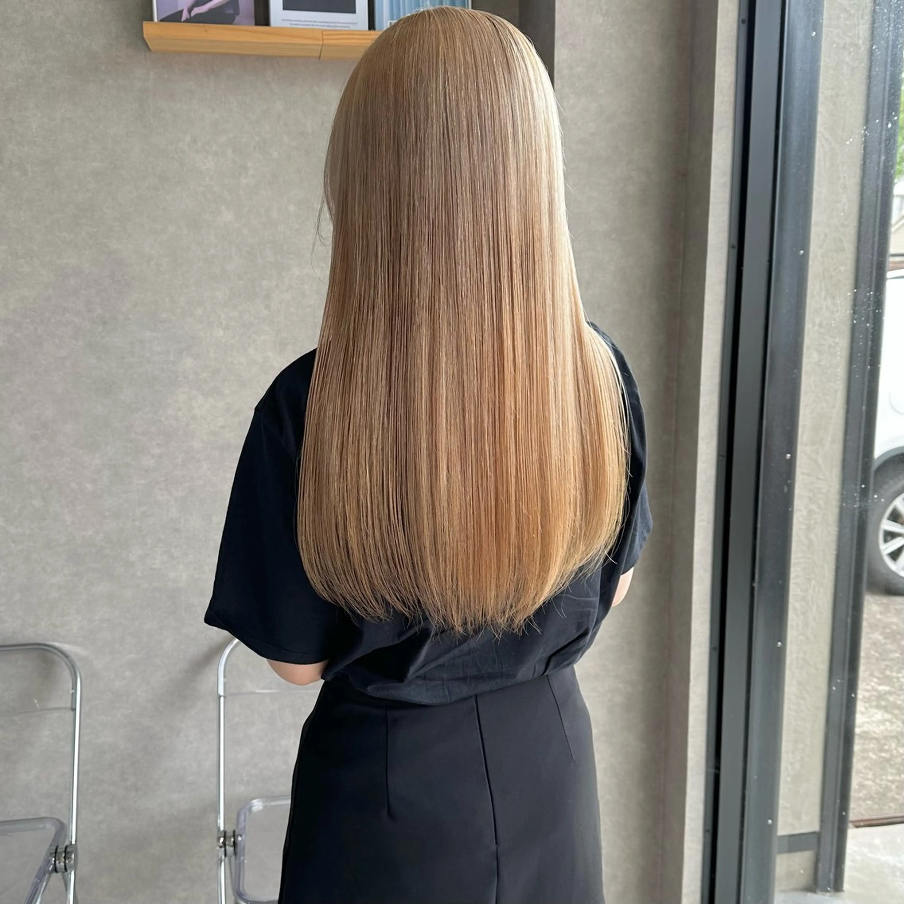 ロング カラー ブリーチ レッドカラー 縮毛矯正 はちすか るかのヘアスタイル