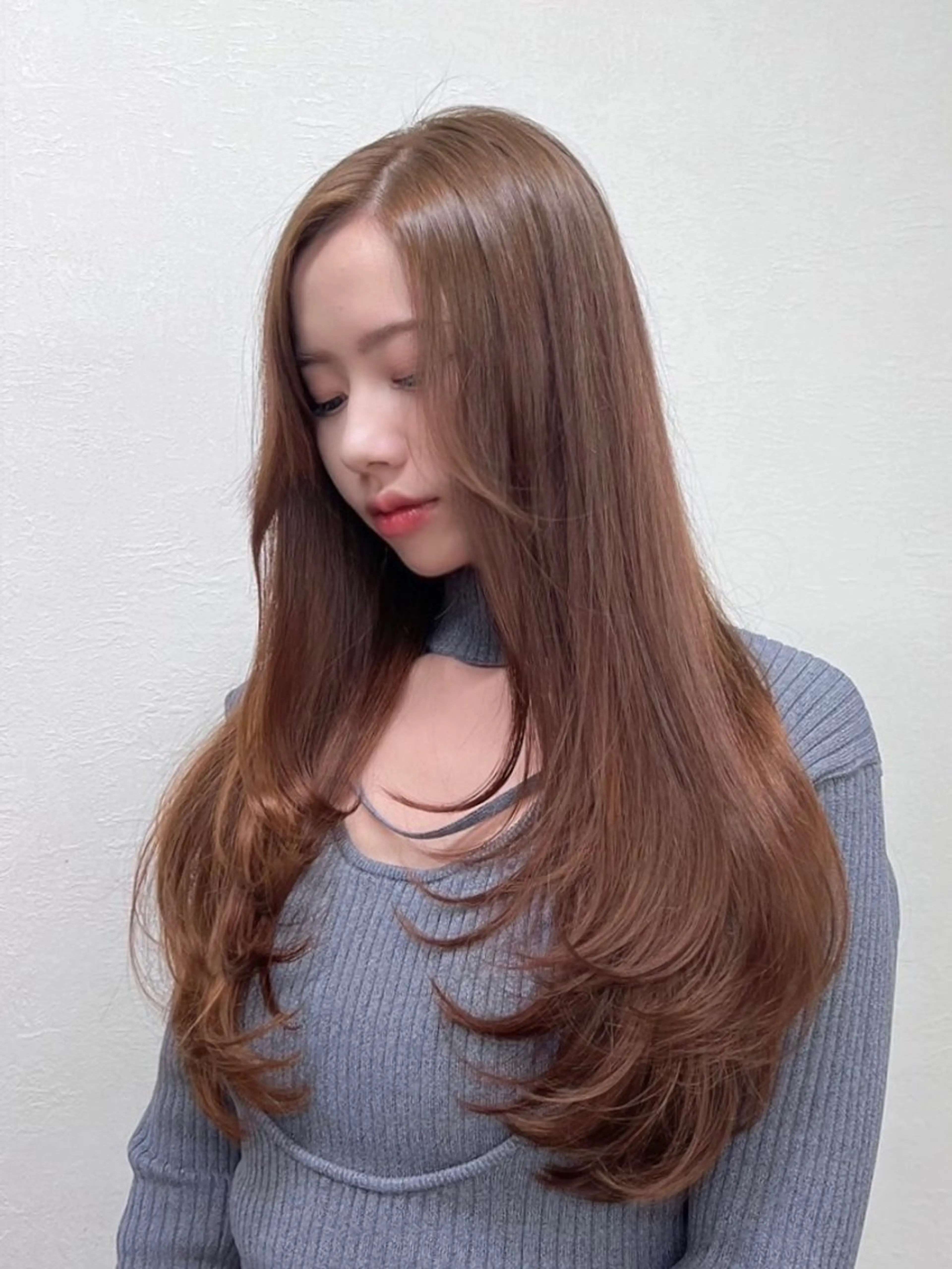 ロング カット ヘアカラー ORIKA所属・HONO/韓国 🇰🇷大阪エクステのヘアスタイル