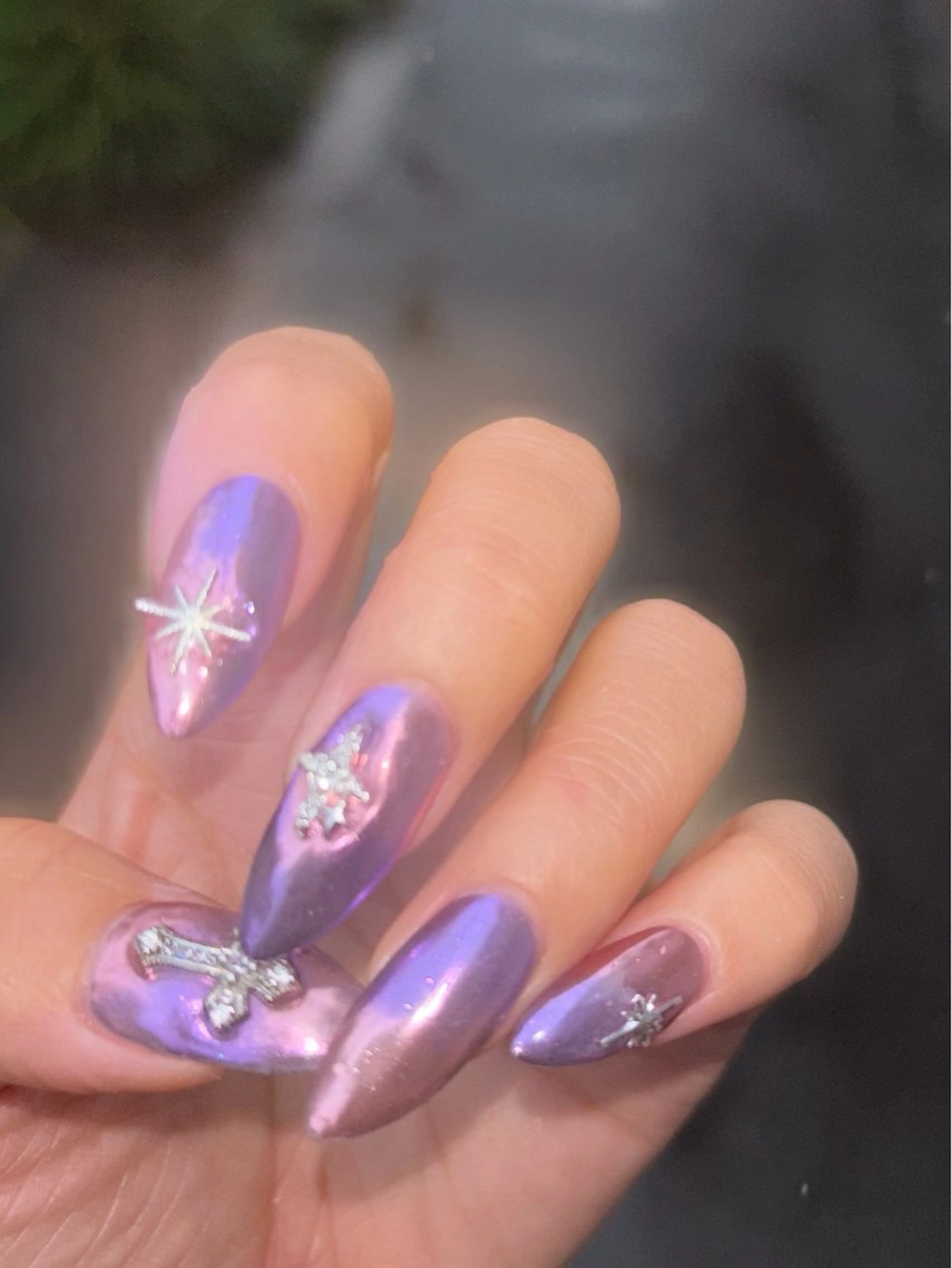 ネイル ロングネイル ミラーネイル ピンク HOHOKO NAIL所属・H HOHOKOのネイルデザイン