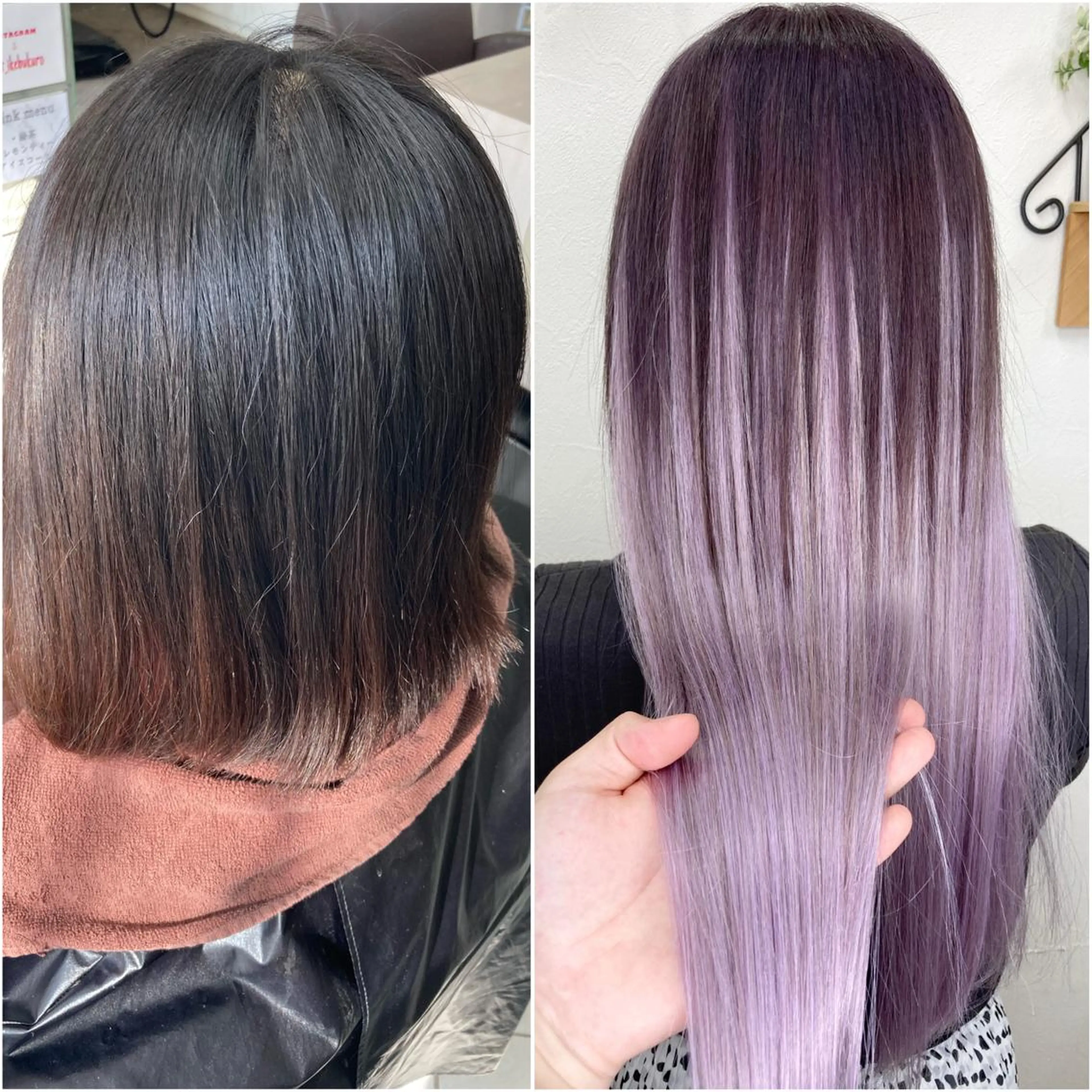 セミロング カラー シールエクステ グラデーションカラー パープルカラー エクステ ヘアカラー トリートメント エクステ KEISUKE/カラ ー🐶シールエクステのヘアスタイル