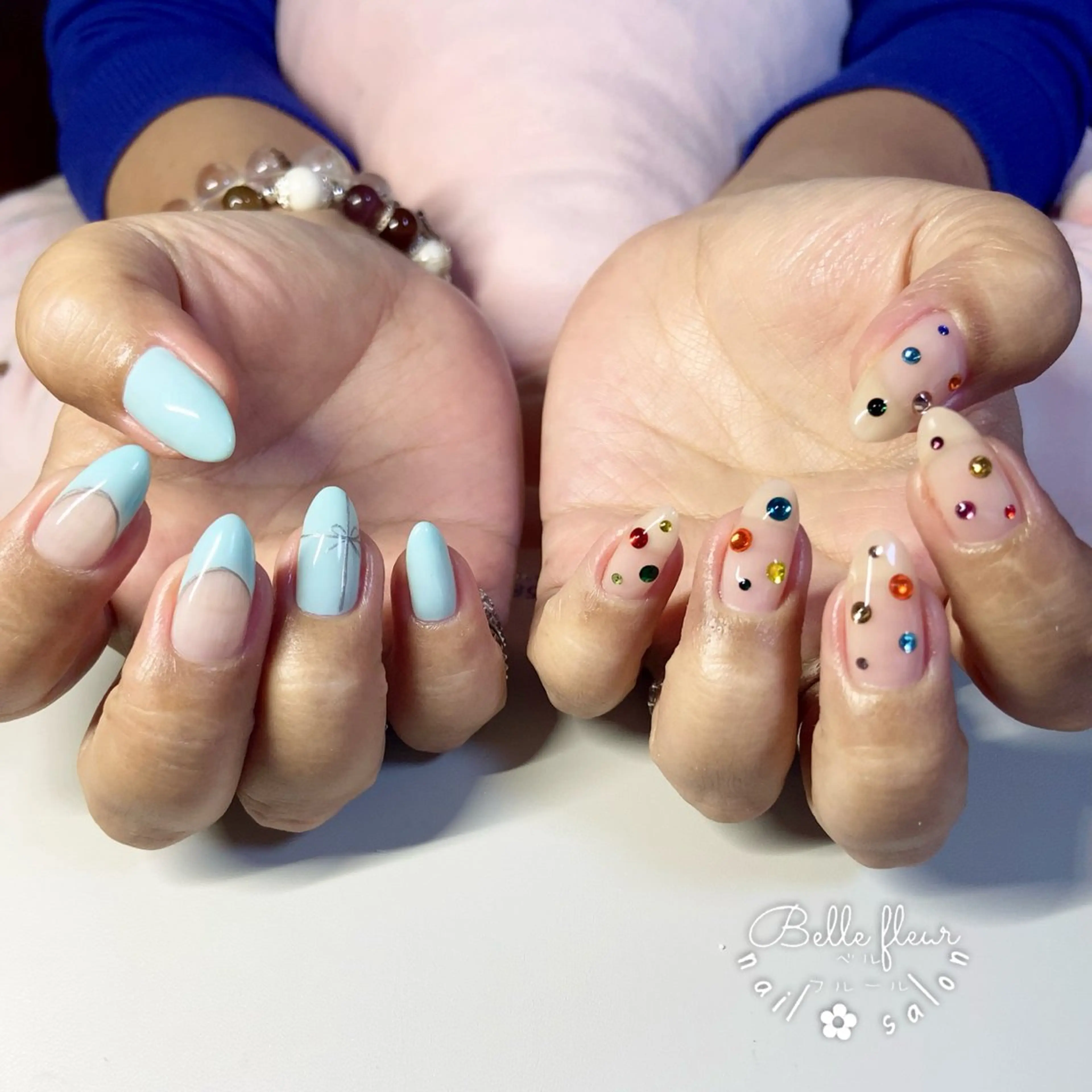 ネイル グリーン 持ち込み ハンドネイル ﾈｲﾙｻﾛﾝ Bellefleurのネイルデザイン