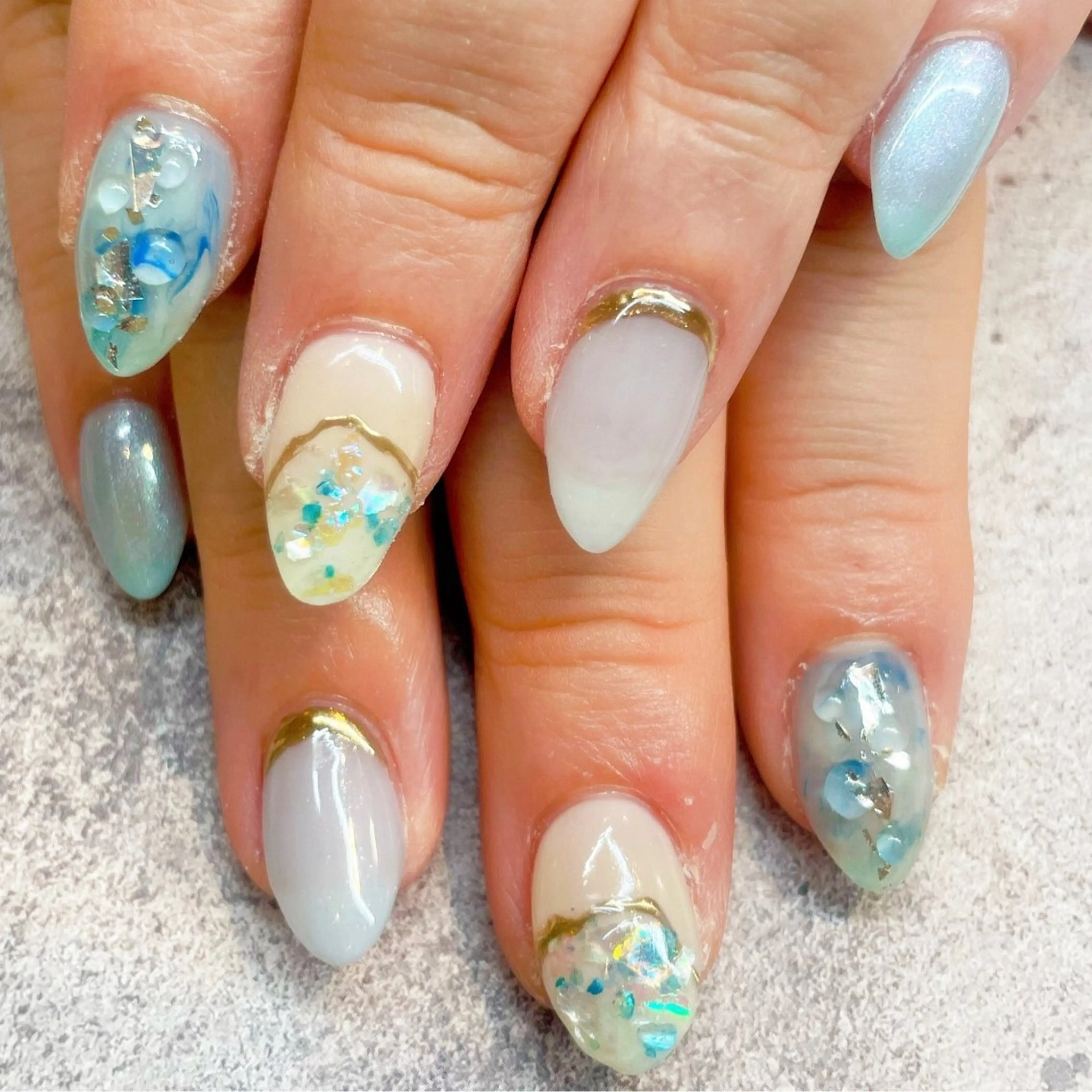 ネイル ブルー 夏ネイル ハンドネイル Elm beauty salonのその他イメージ