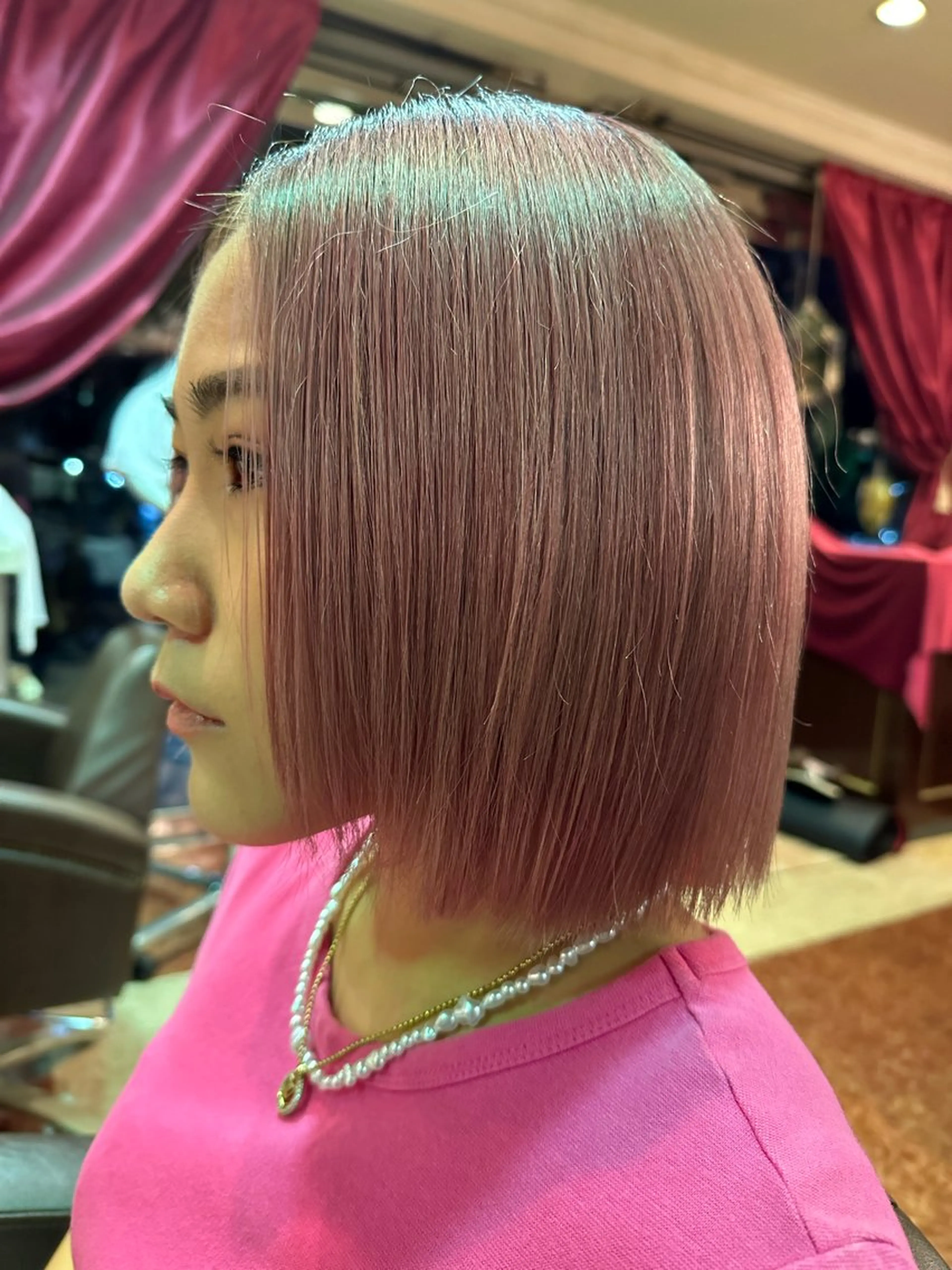 ミディアム 切りっぱなしボブ ボブ カット トリートメント 【レイヤー/韓国風 /髪質改善】RINのヘアスタイル