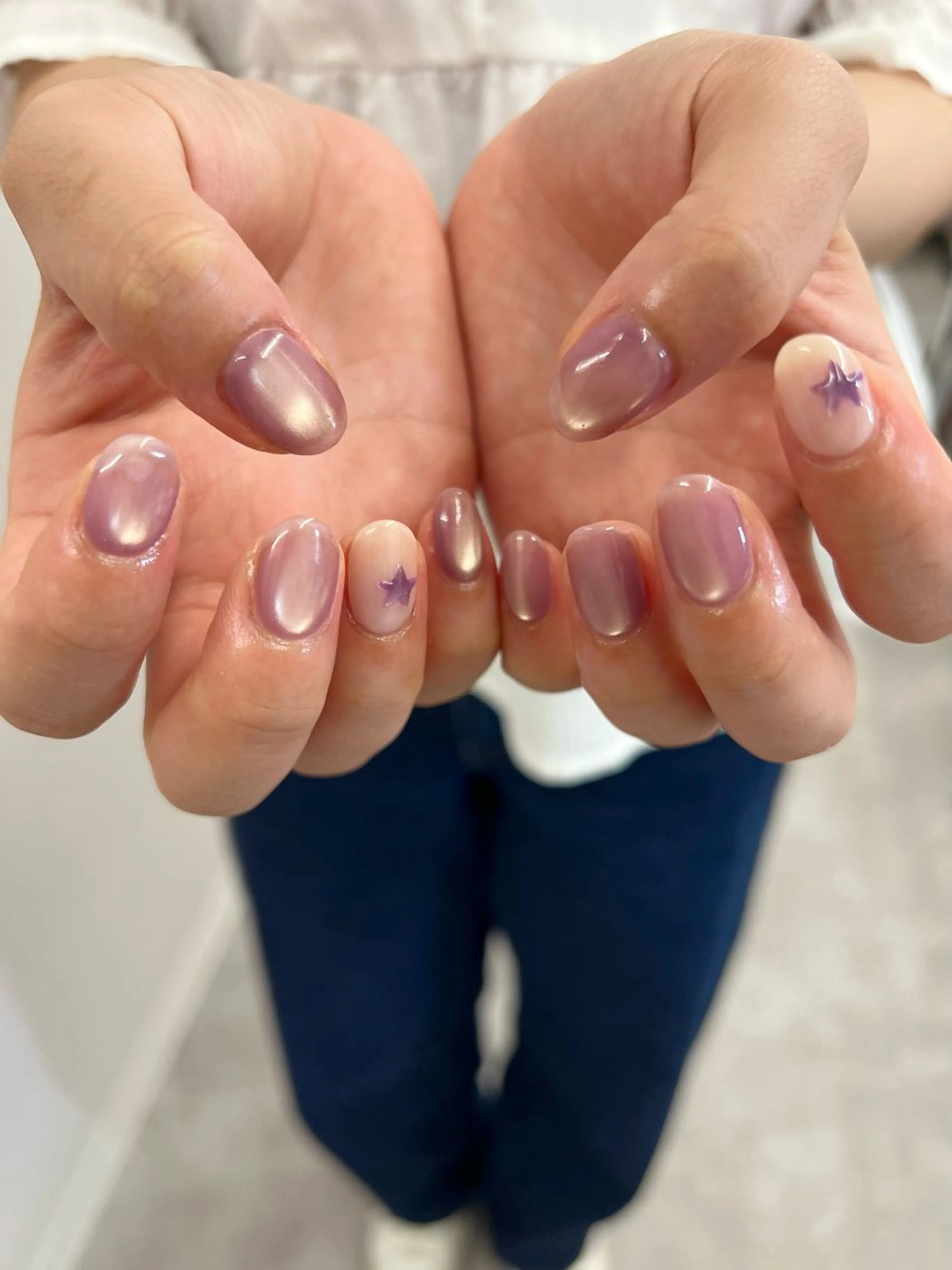 ネイル ジェルネイル マグネットネイル ニュアンスネイル パラジェル パープル ハンドネイル ハンドケア Bana_ Nailのネイルデザイン