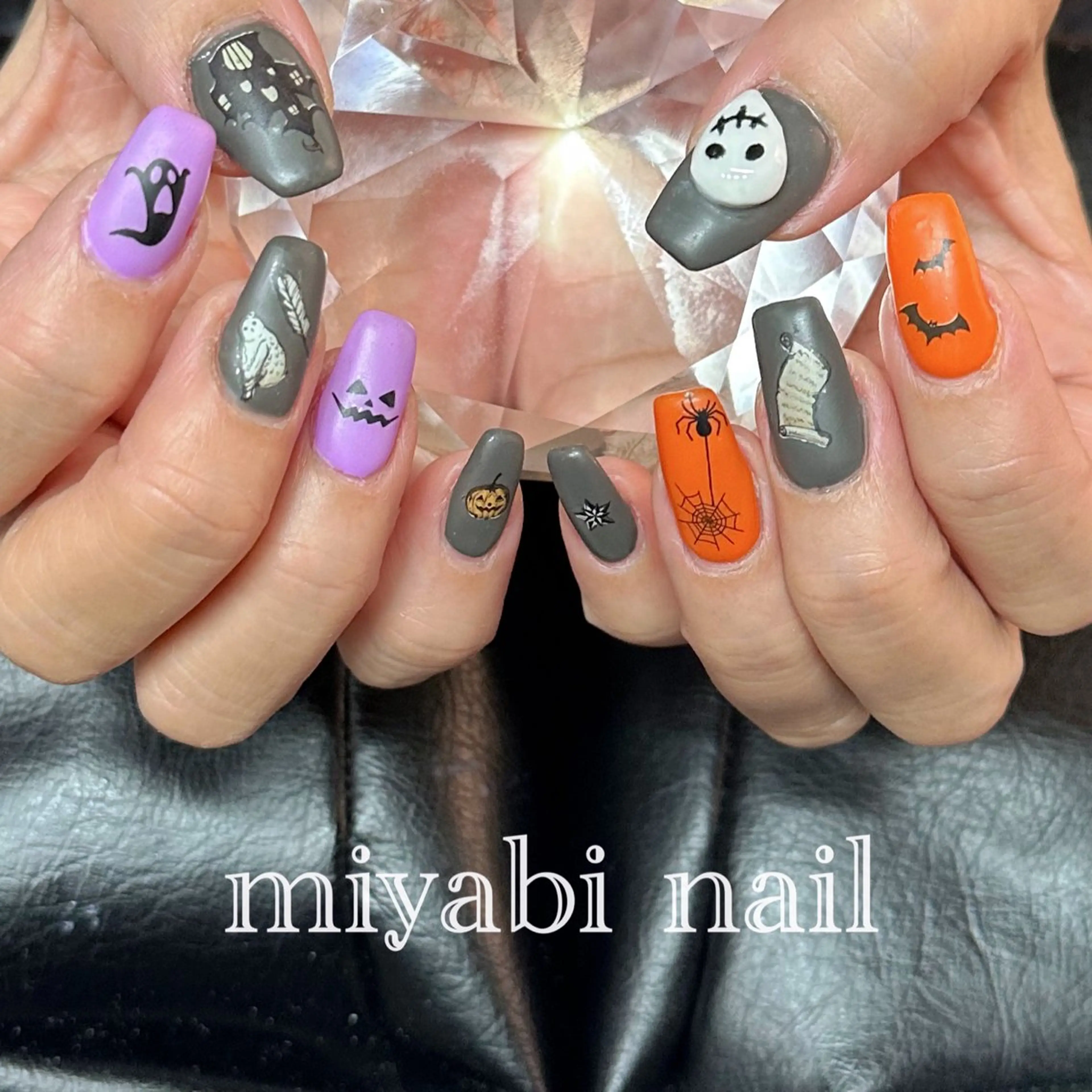 ネイル ジェルネイル ハロウィン マットネイル 持ち込み ハンドネイル miyabi nail 桂川駅近くのネイルデザイン