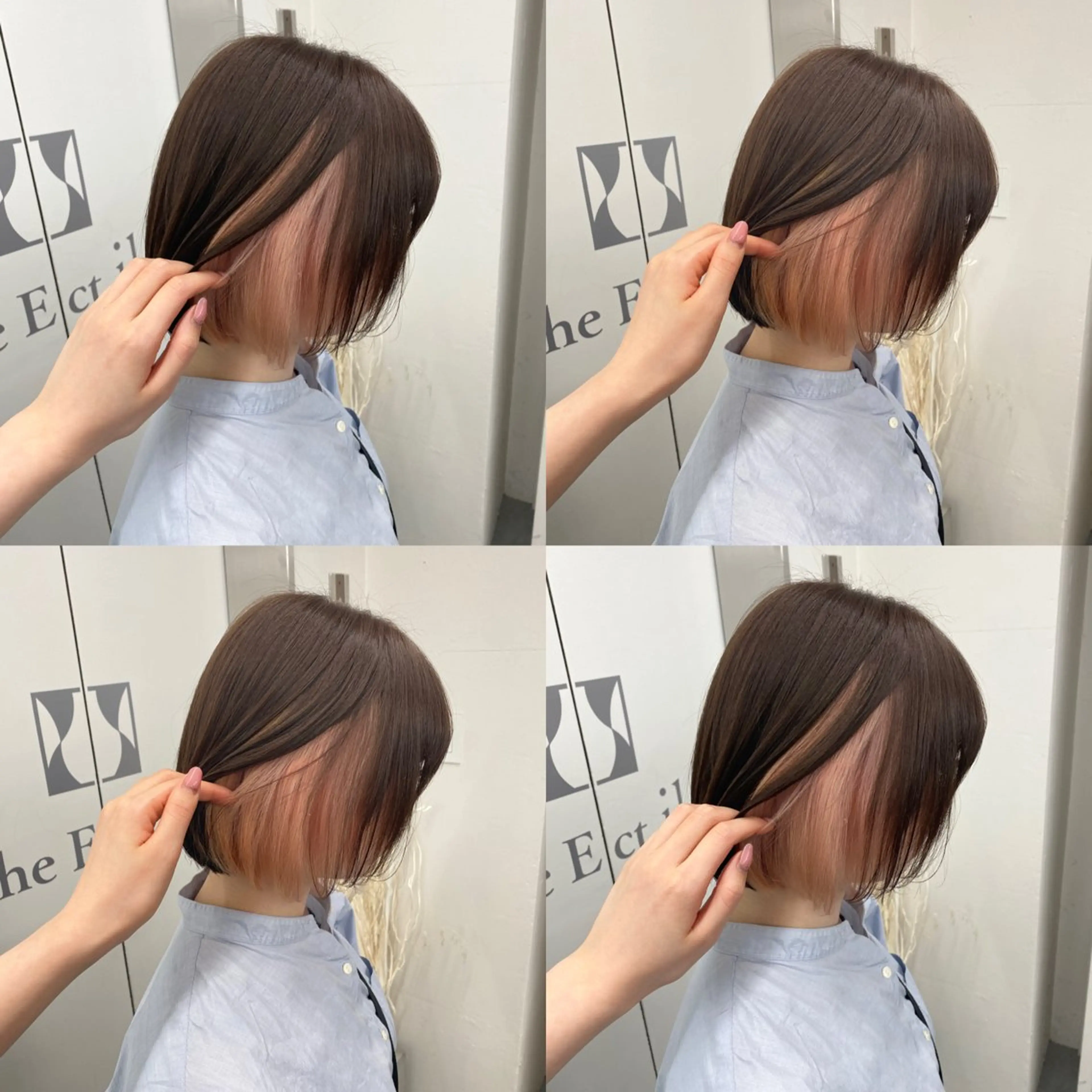 ショート カラー ブラウンカラー マロンブラウン ピンクカラー ホワイトピンク くびれヘア カット ヘアカラー トレンド大人韓国風 shinoのヘアスタイル