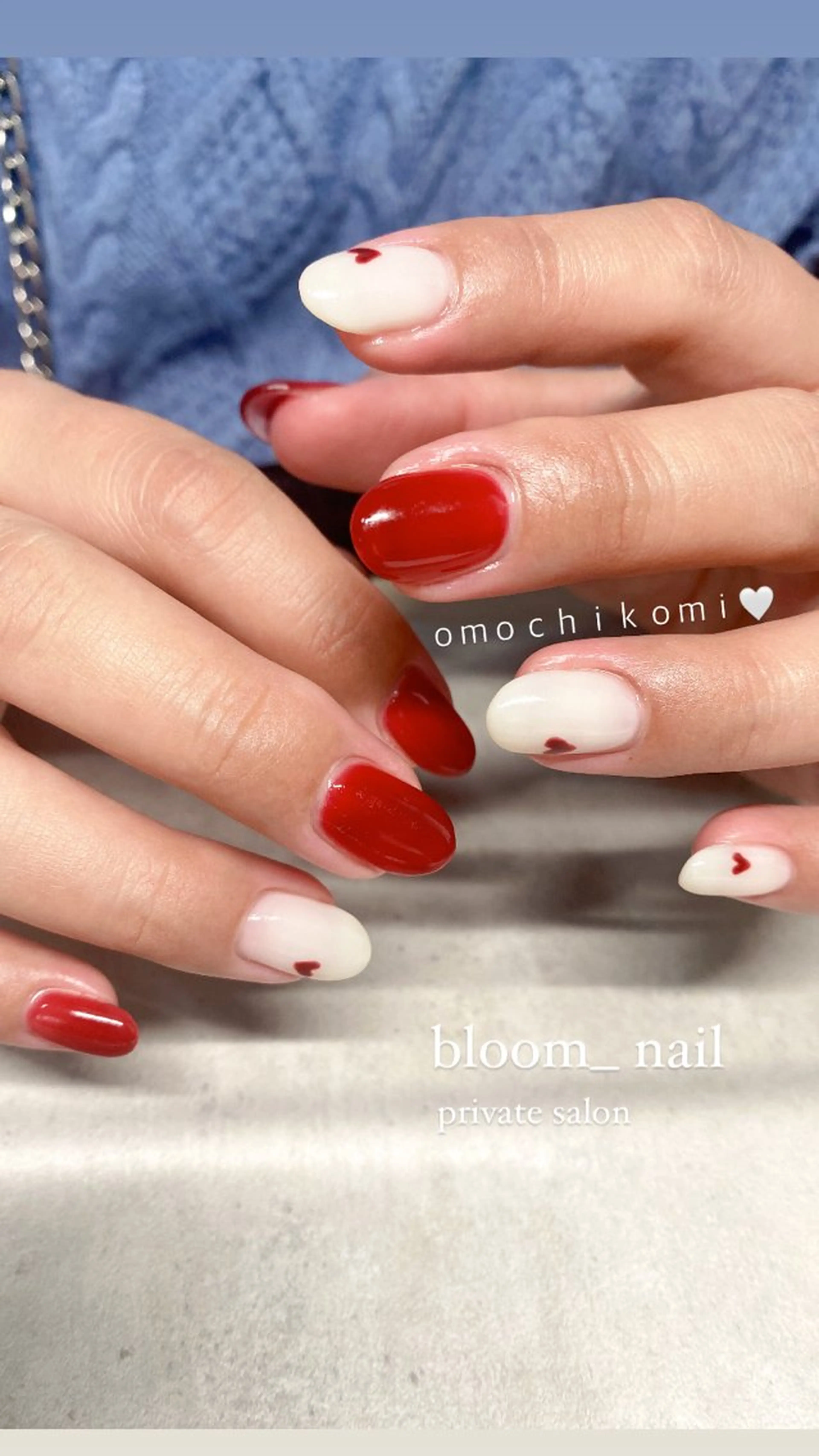 ネイル ハート ワンカラーネイル シンプルネイル 冬ネイル bloom_ nailのネイルデザイン