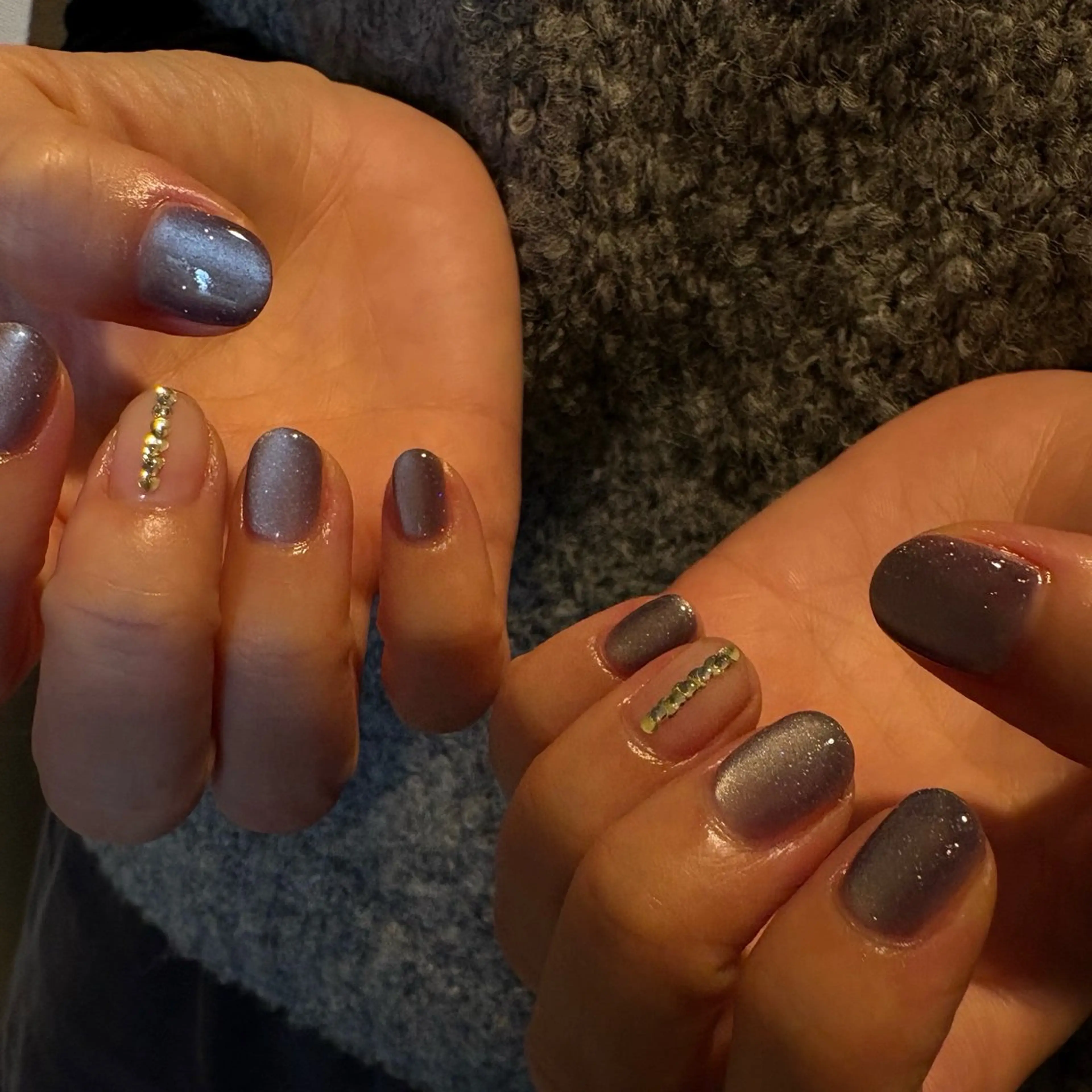 ネイル ブルー マグネットネイル シンプルネイル ハンドネイル nail amuseのネイルデザイン