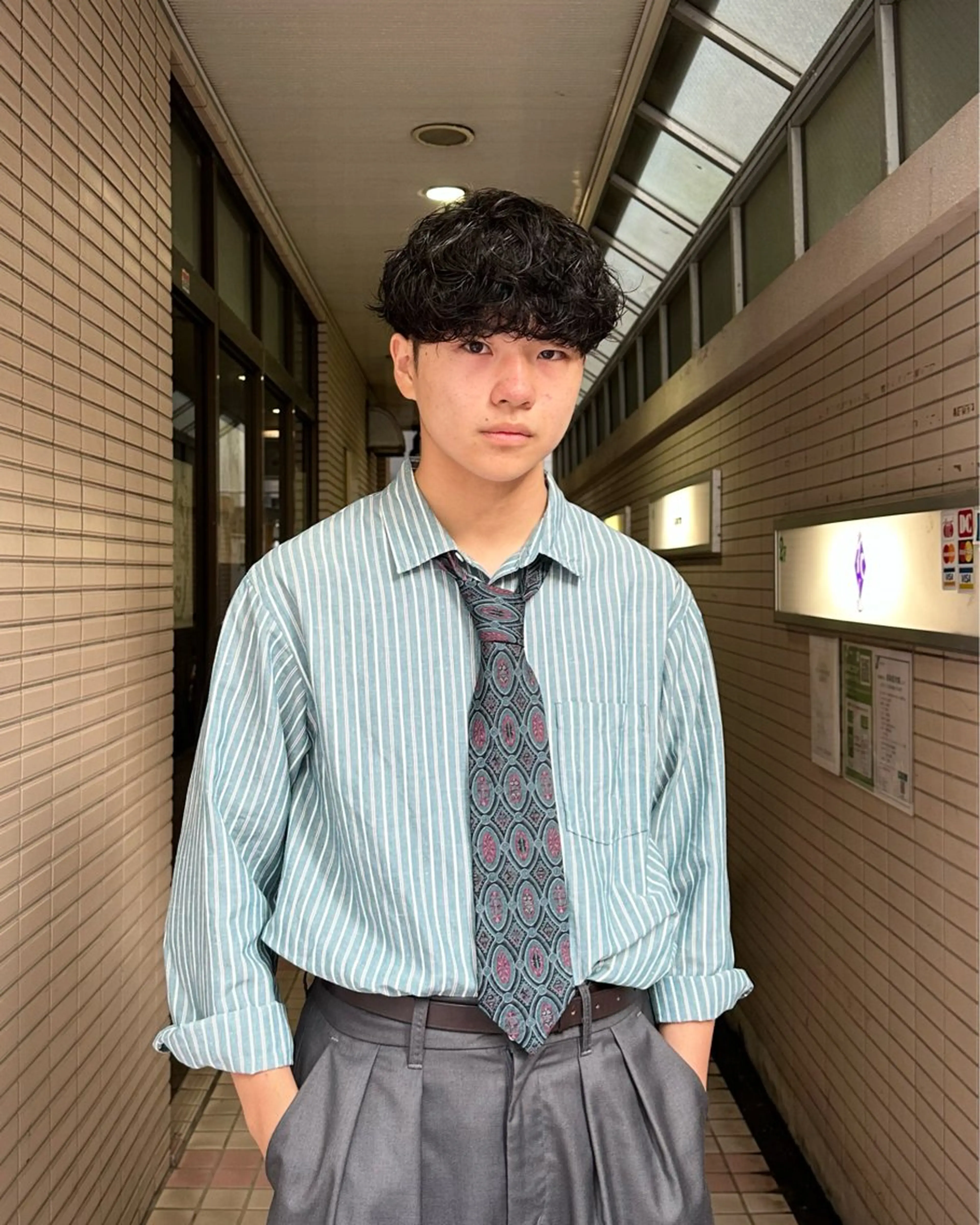パーマ メンズ 波巻きパーマ カット パーマ 栢原 達也のヘアスタイル