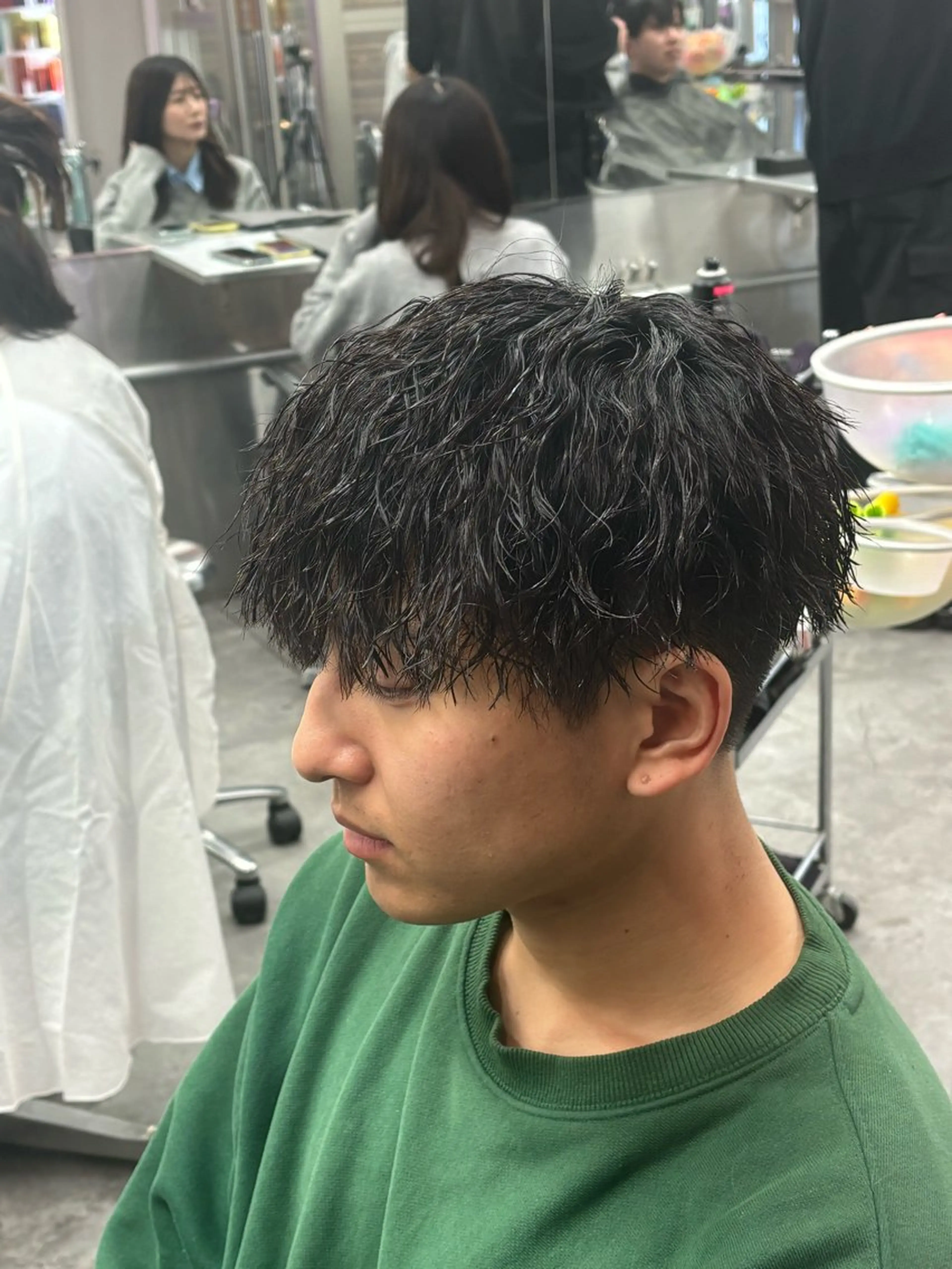 ショート メンズ カット パーマ ヘアセット 町田/波巻き/ シャドウ/メンズのヘアスタイル