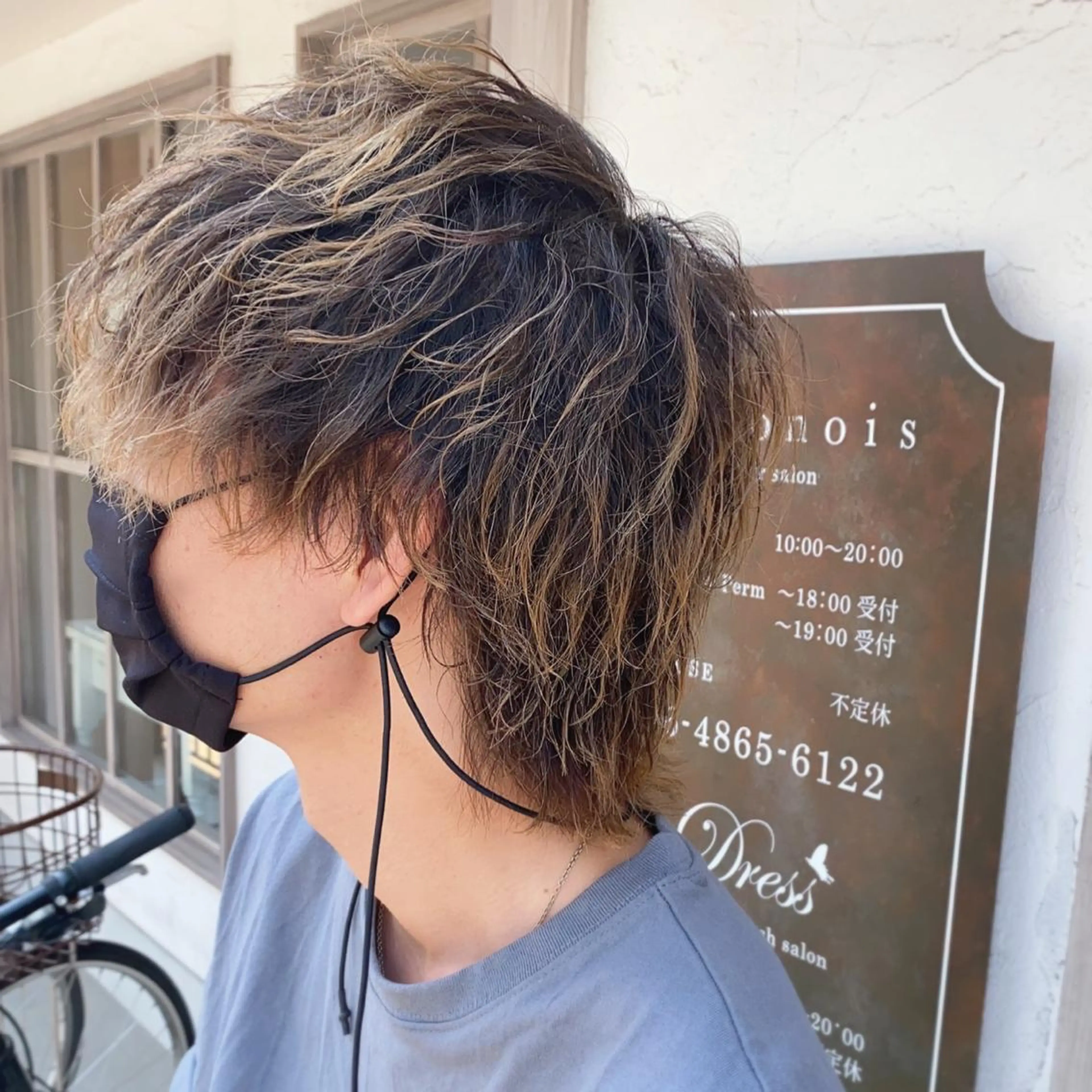 ショート カラー パーマ メンズ マッシュウルフ マッシュ メンズウルフカット ウルフカット メンズパーマ 西條真治のヘアスタイル