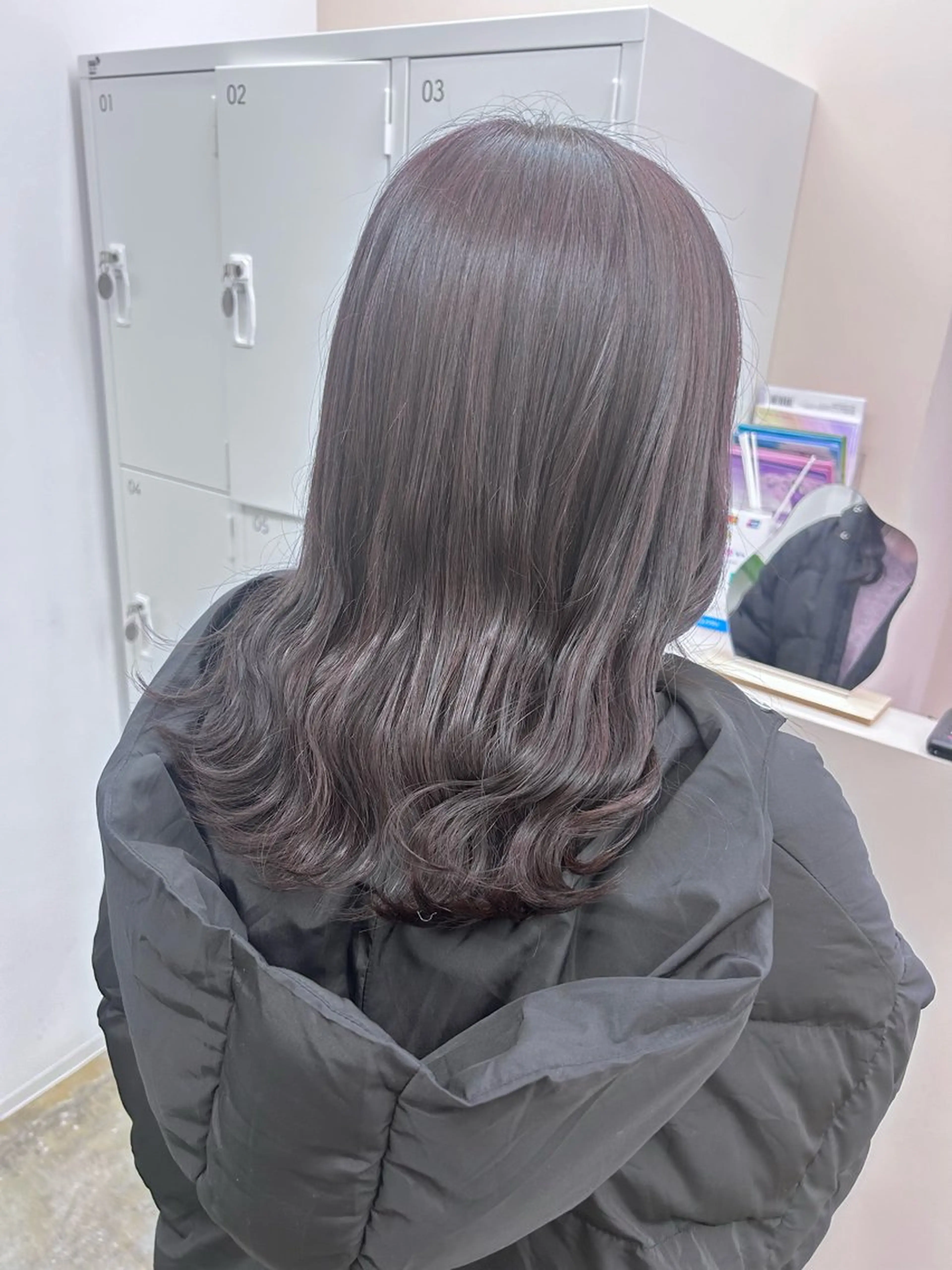 ロング カラー グレージュ ラベンダーカラー ラベンダーグレージュ ラベンダーグレー カット ヘアカラー 韓国ヘア nanahaのヘアスタイル
