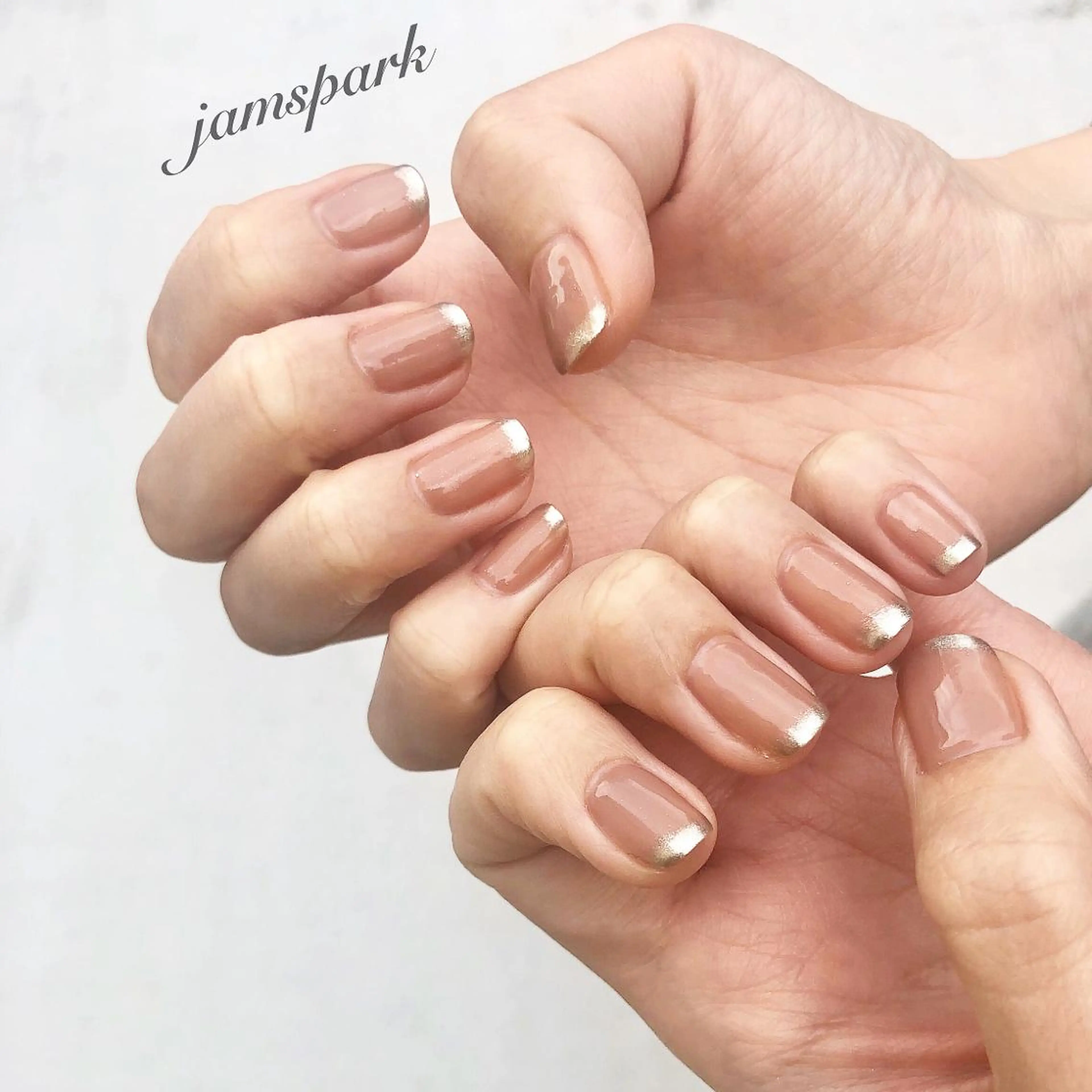 ネイル ブラウン フレンチネイル ミラーネイル ニュアンスネイル オフィスネイル ハンドネイル jamspark ✨のネイルデザイン