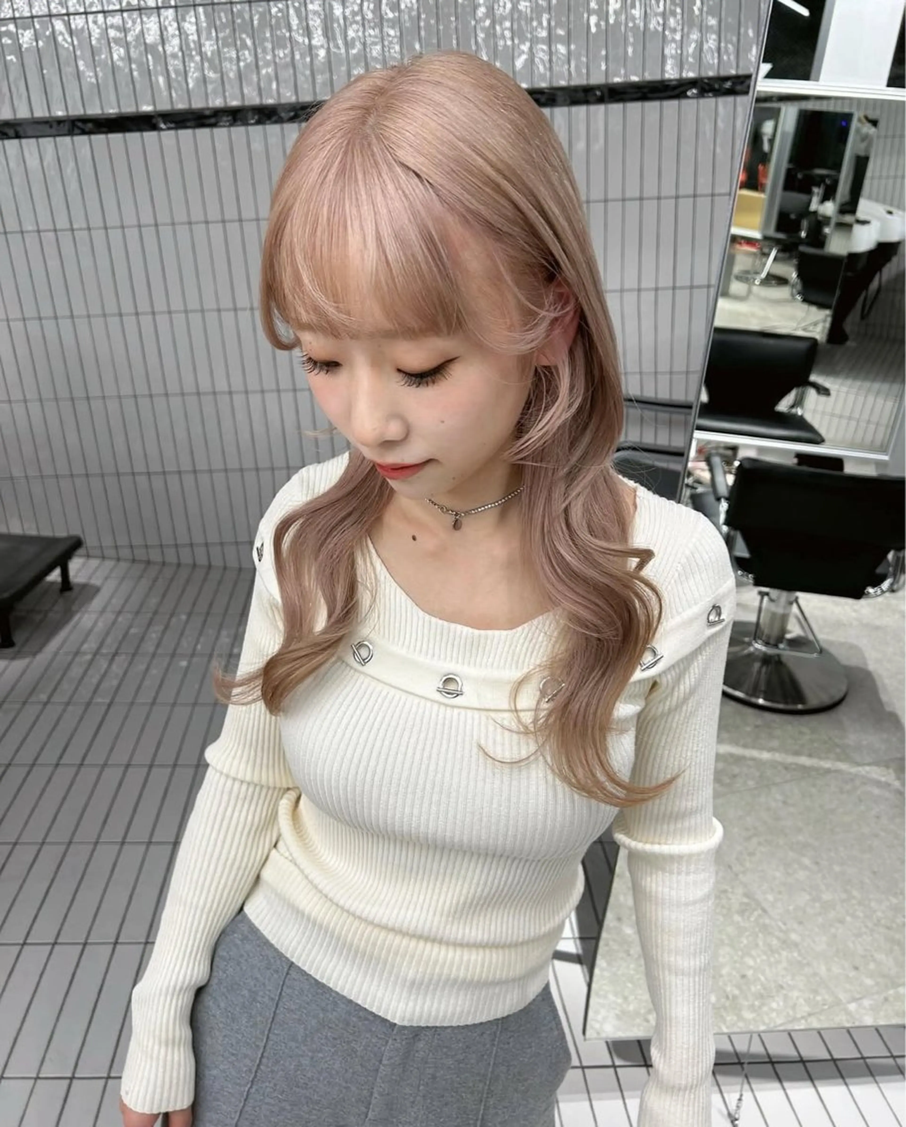 セミロング カラー ヘアカラー トリートメント pele 梅田所属・PELEハイトーン shinobuのヘアスタイル
