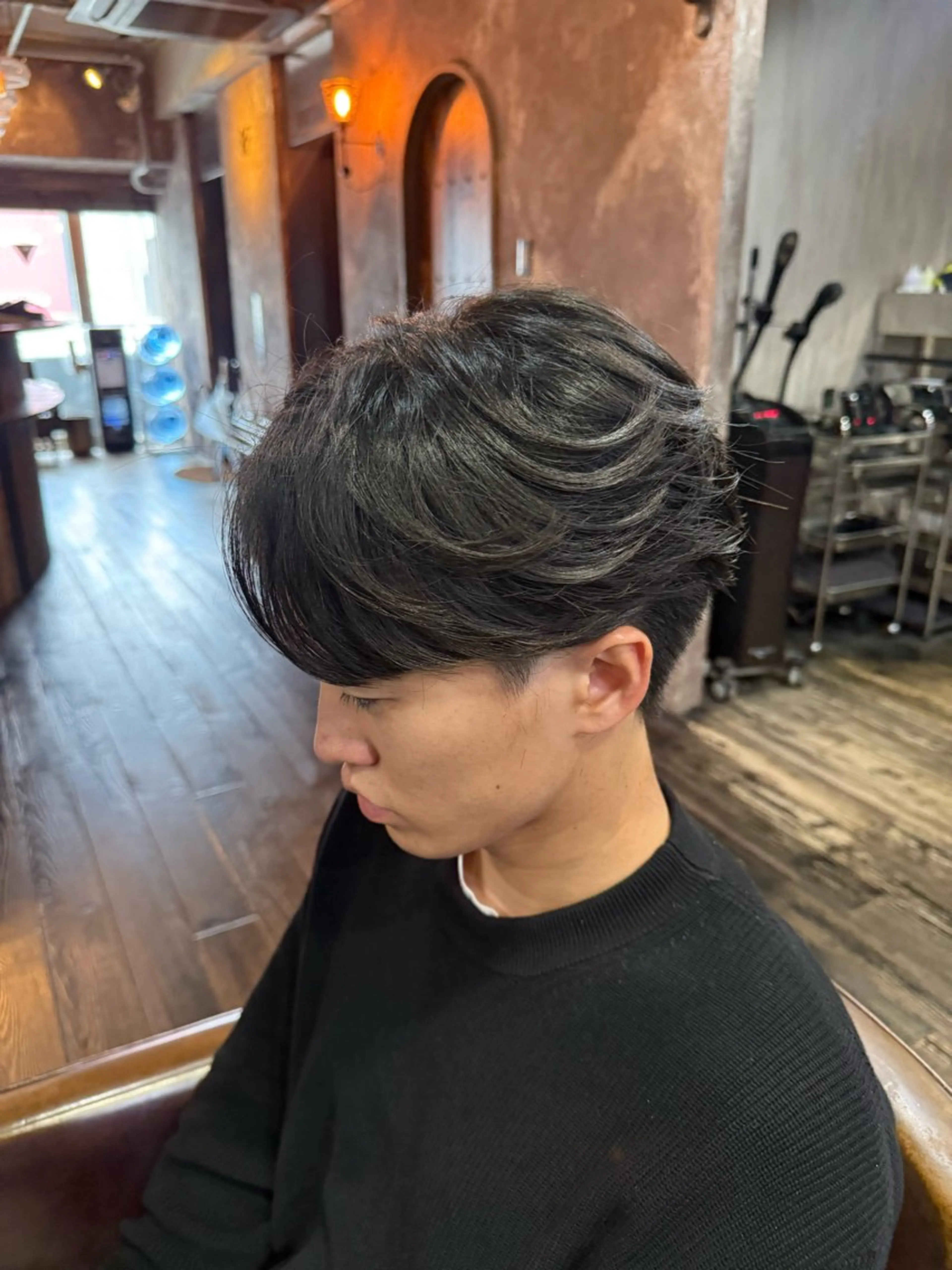 ショート パーマ メンズ センターパート メンズパーマ ニュアンスパーマ カット パーマ トリートメント ヘアセット メンズカット/パーマ 艶カラーTAIGA︎のヘアスタイル