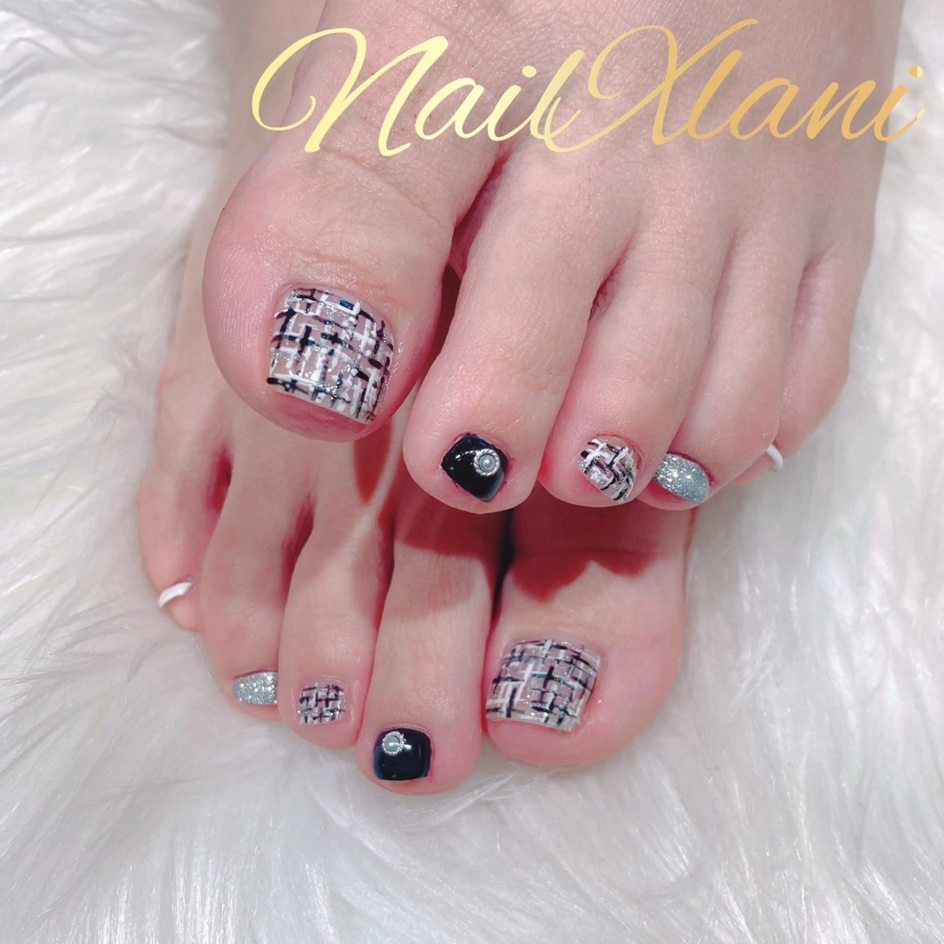 ネイル フットネイル ツイードネイル 練馬駅近ネイルラニ 不細工爪90分で美爪のネイルデザイン