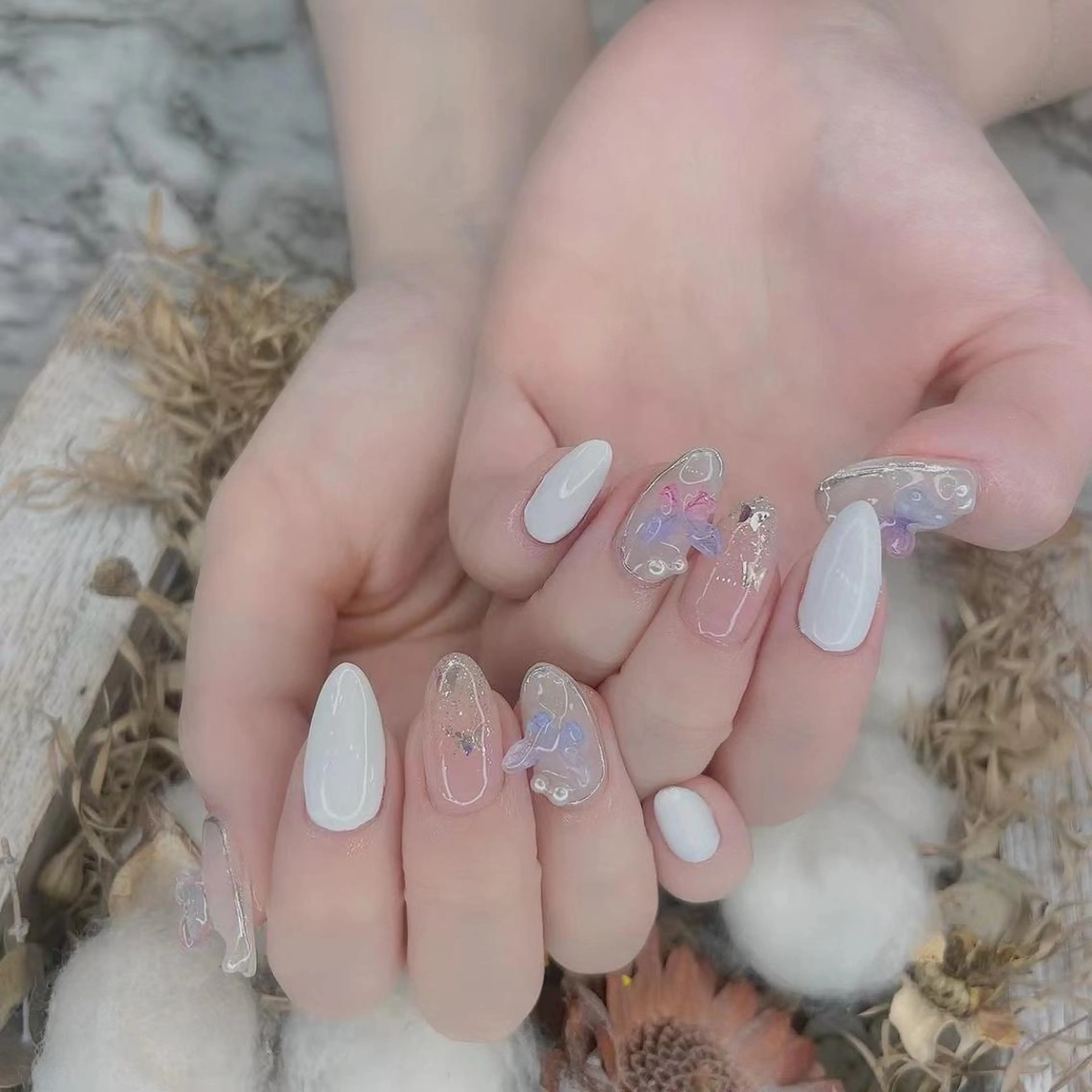 ネイル クリアネイル キラキラネイル ラメ(グリッター) ミラーネイル Babarla Nailのネイルデザイン